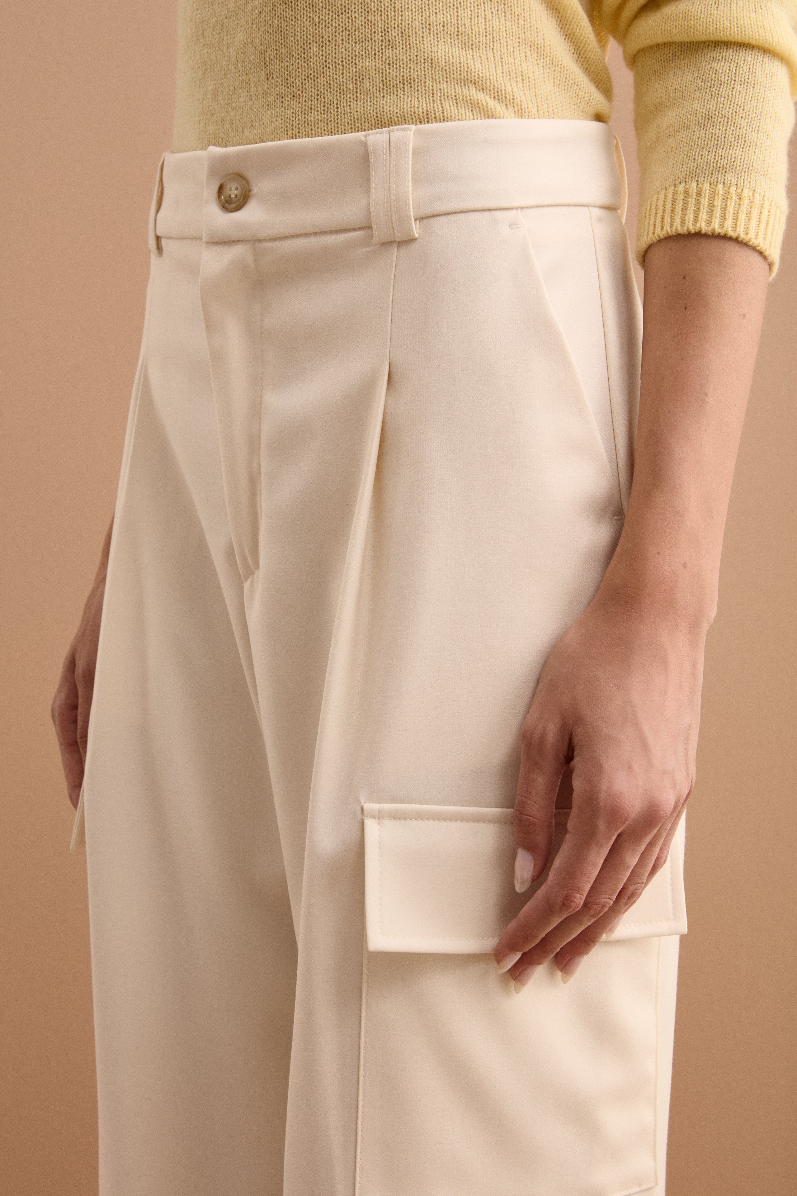 Pantalone Cargo a Gamba Larga con Pinces - PANNA