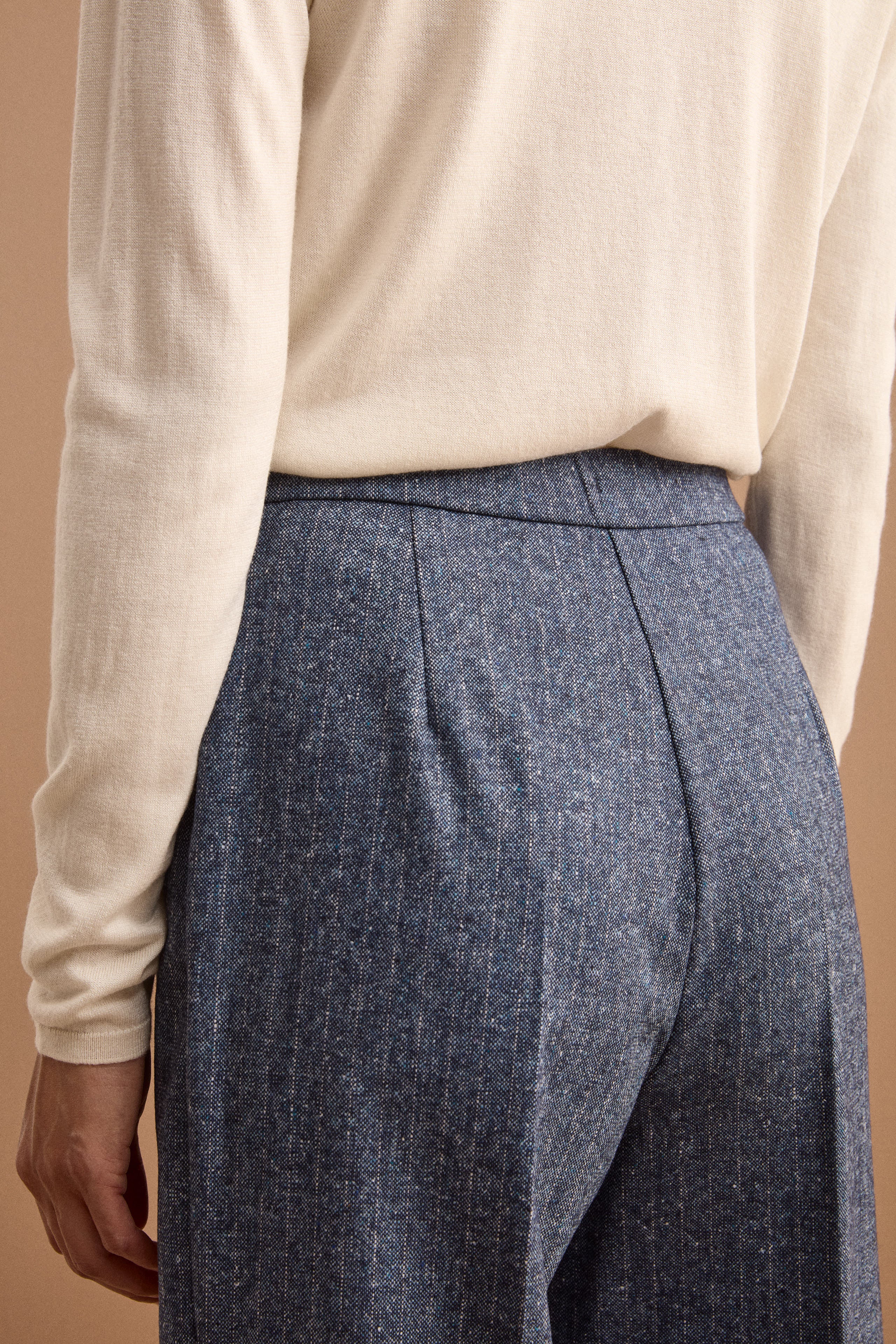 Pantaloni a Palazzo in Misto Lana - BLU GESSATO