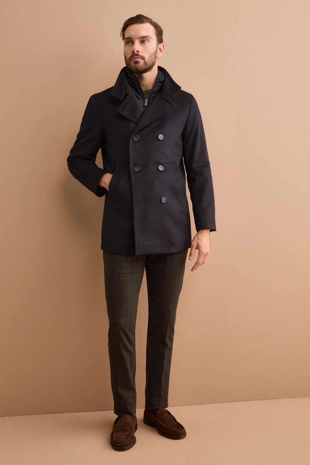 Pantalone Slim Fit Check in Misto Cotone - P/P VERDE