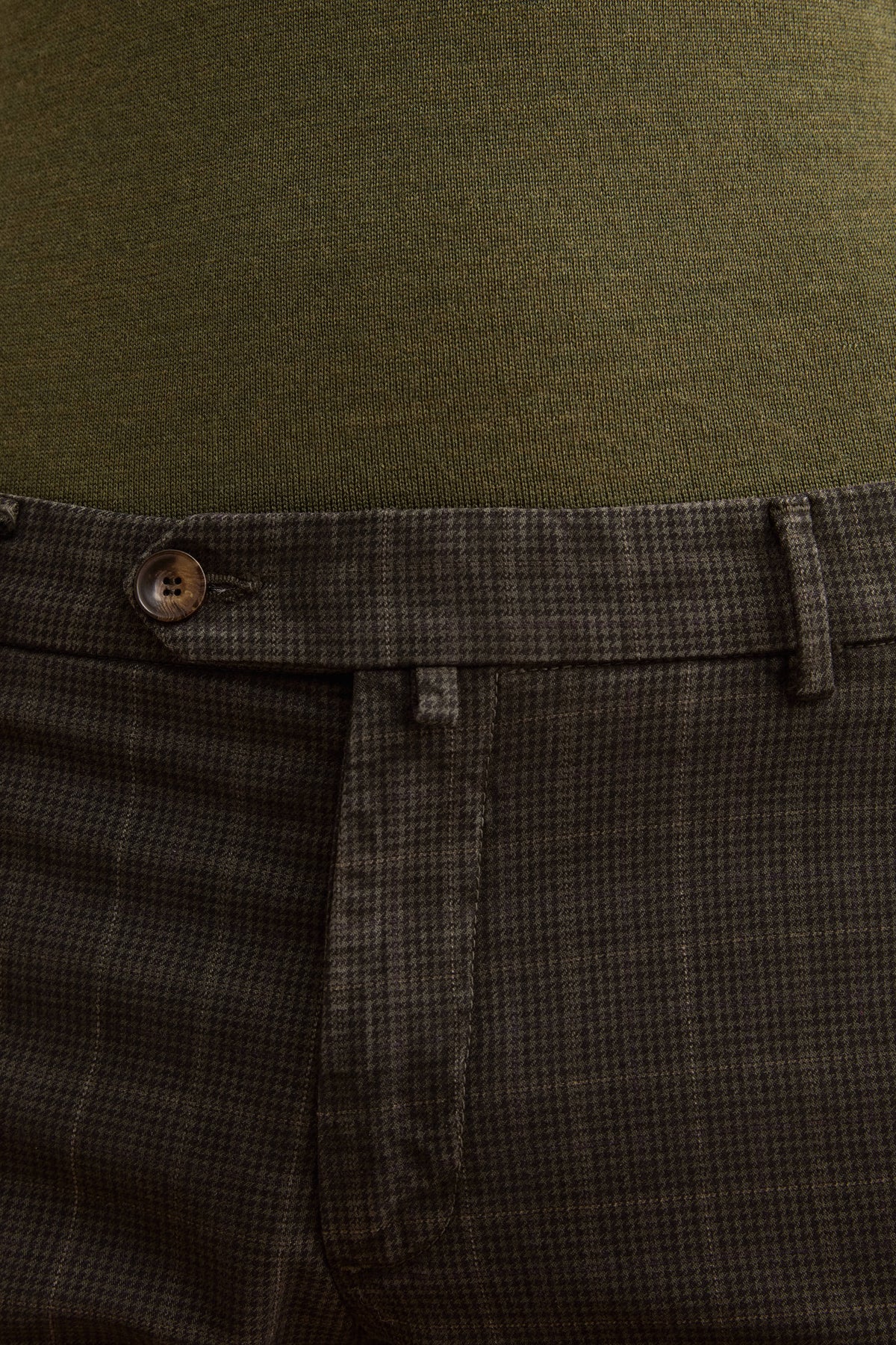 Pantalone Slim Fit Check in Misto Cotone - P/P VERDE