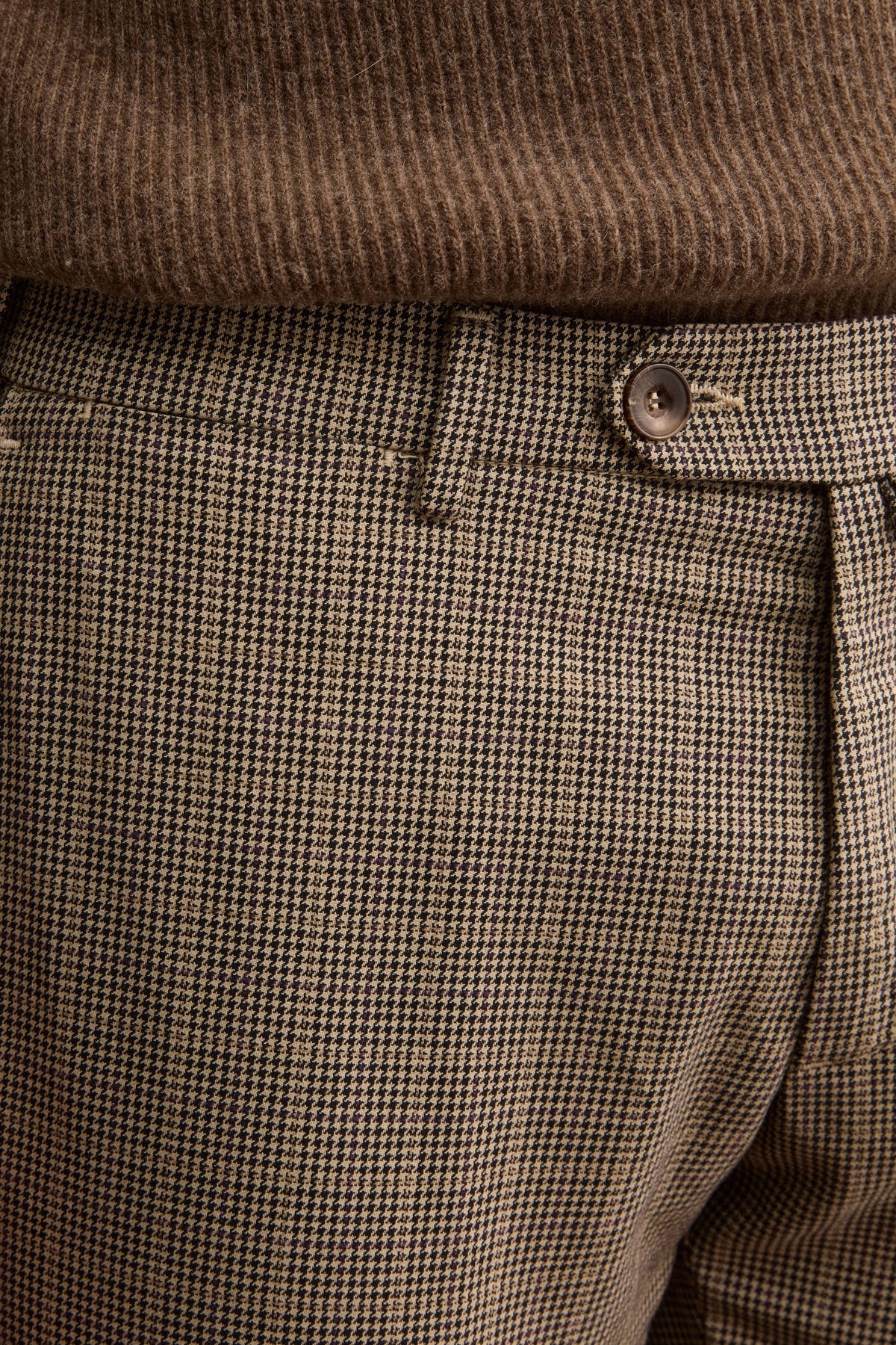 Pantalone Slim Fit Check in Misto Cotone - P/POULE BEIGE