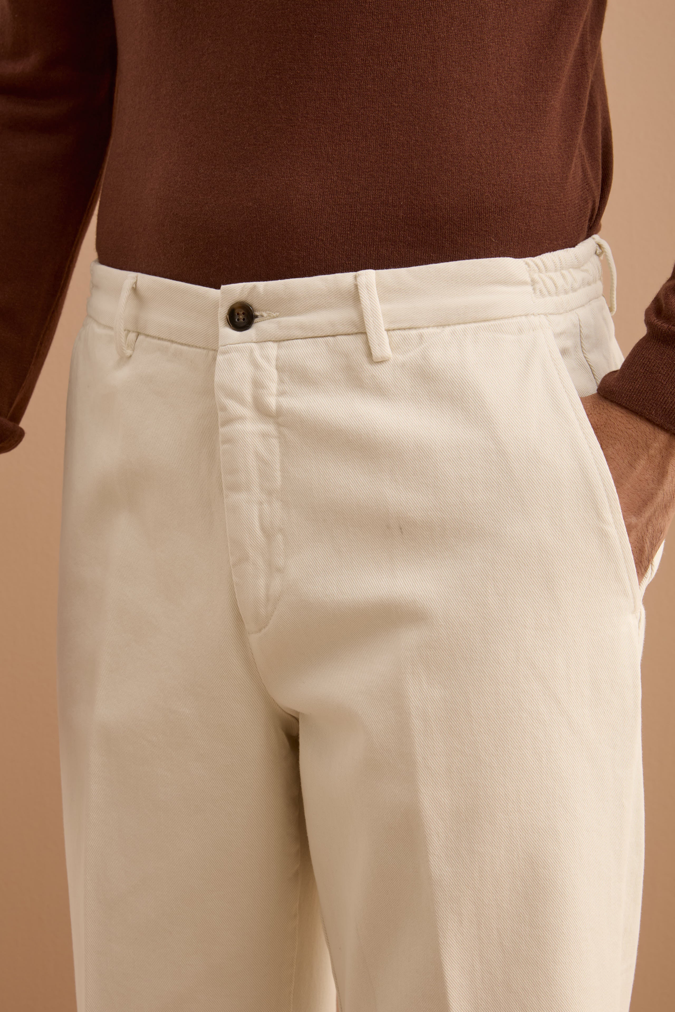 Pantalone Carrot Fit in Cotone - LATTE