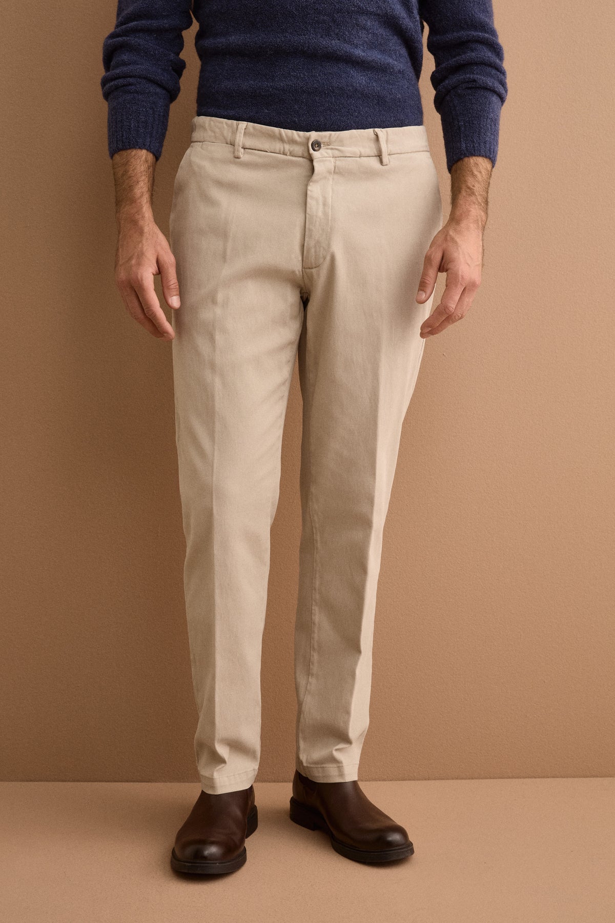 Pantalone Chino Regular Fit con Elastico - SABBIA