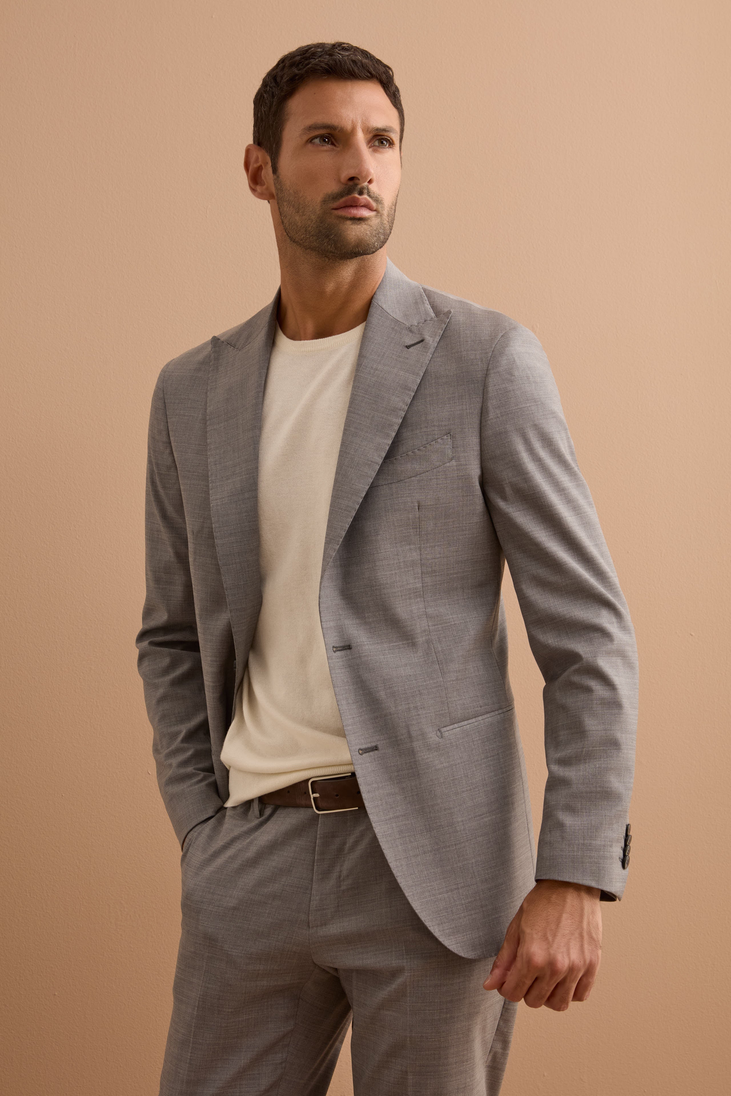 Abito Monopetto Slim Fit in Pura Lana Vergine Nobility - GRIGIO
