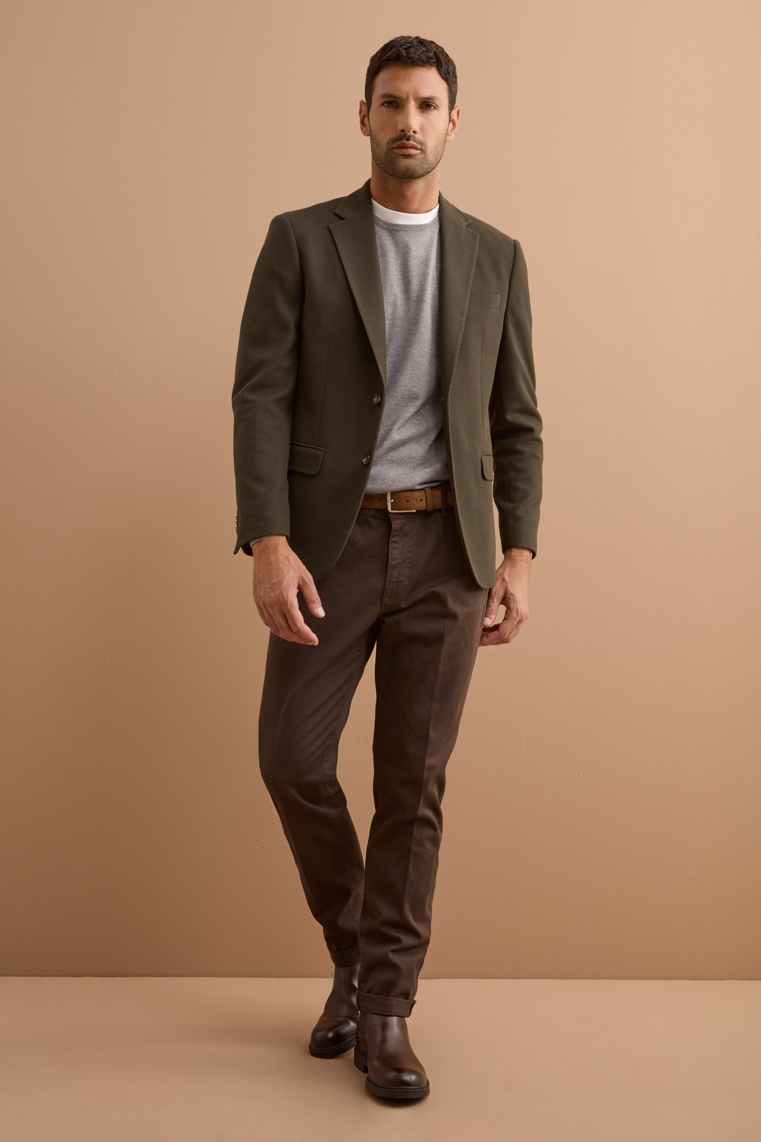 Giacca Slim Fit Monopetto con Revers Classico - VERDE