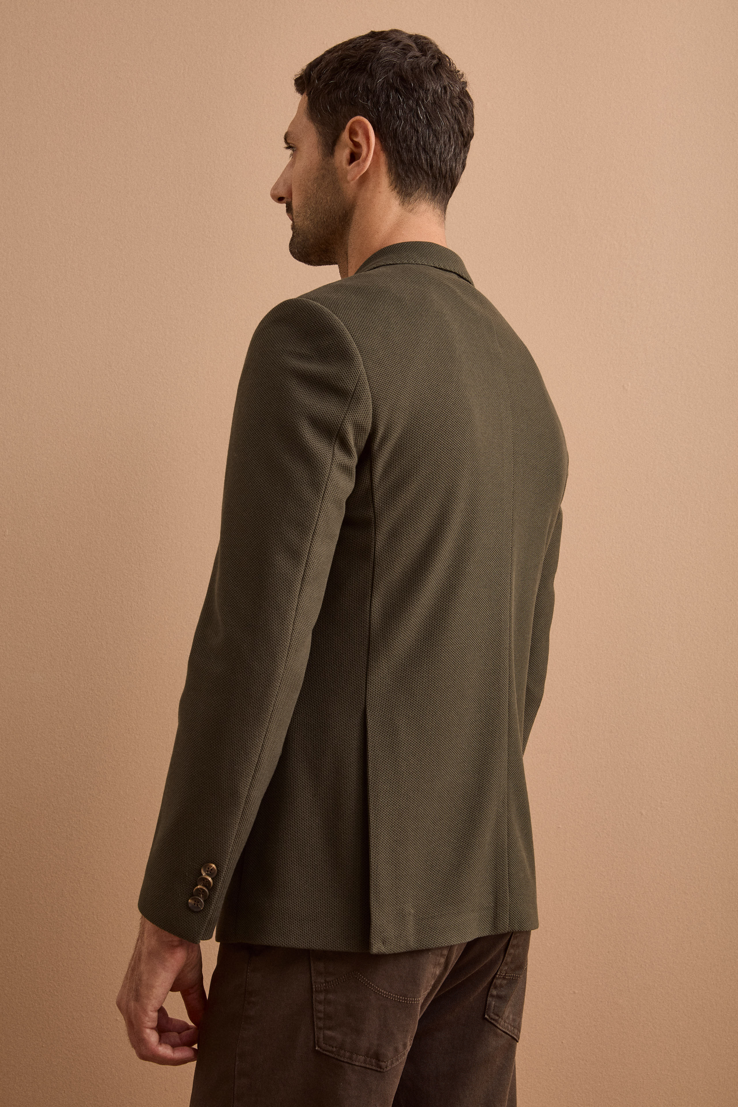 Giacca Slim Fit Monopetto con Revers Classico - VERDE