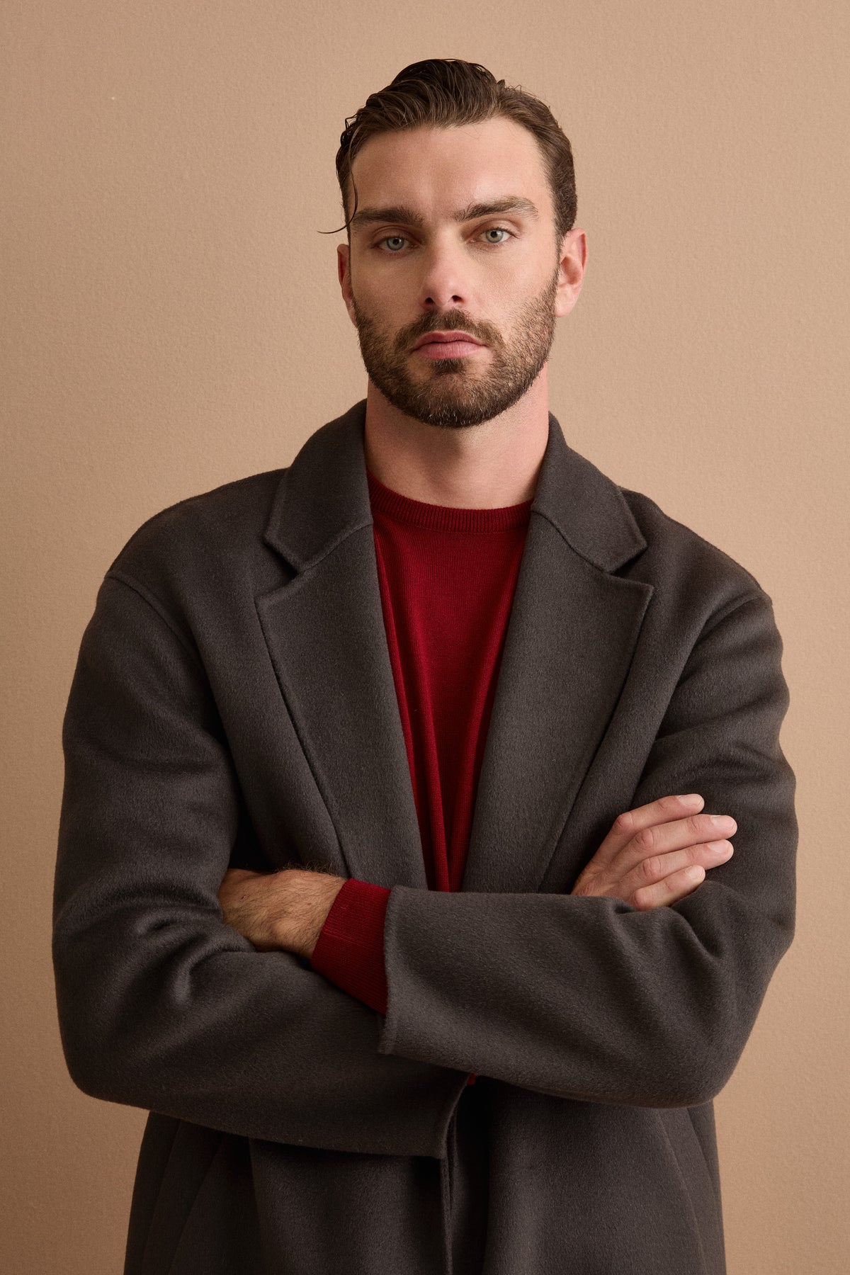 Cappotto Over Monopetto in Lana - GRIGIO SCURO