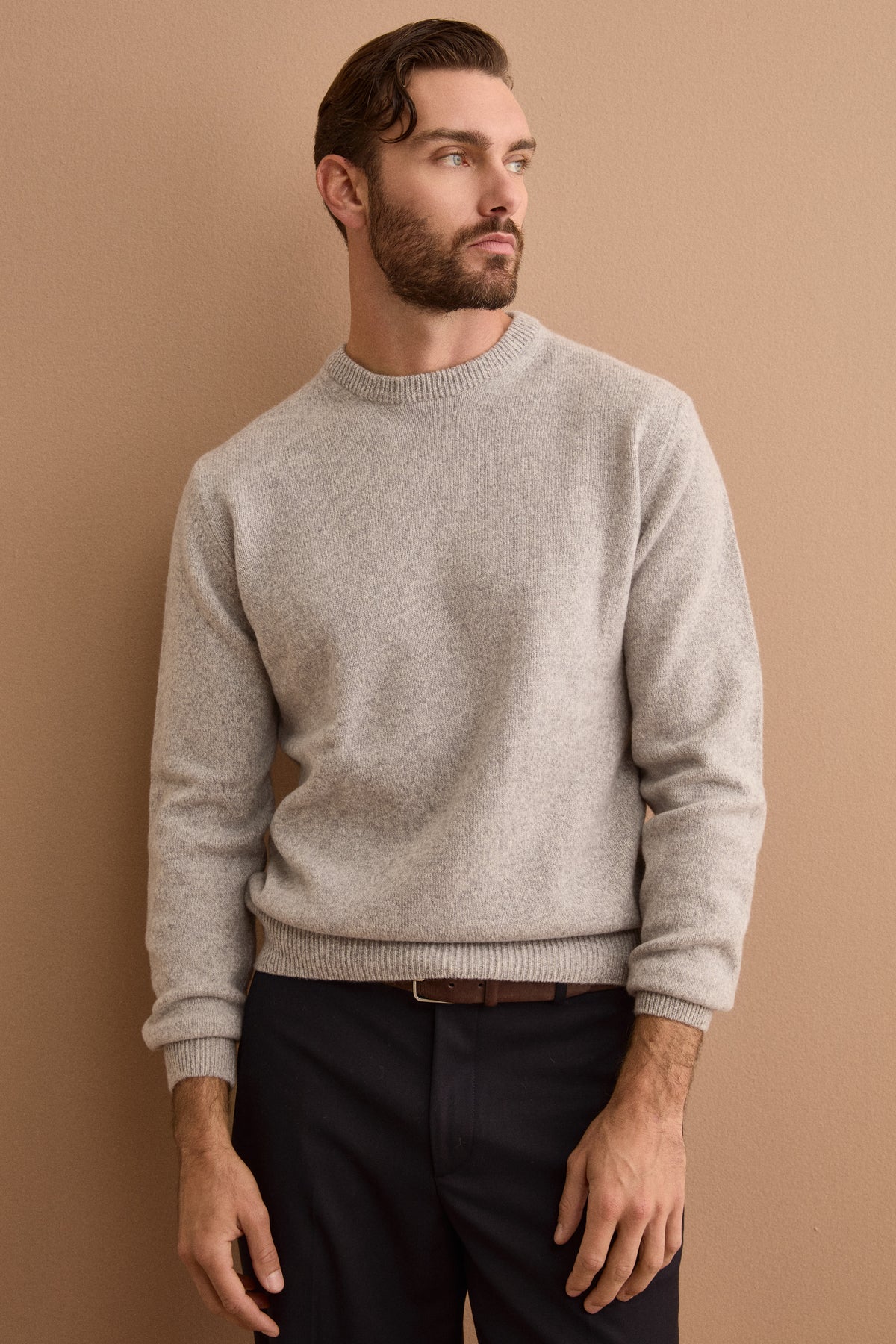 Girocollo Mouliné in Pura Lana Merino - GRIGIO