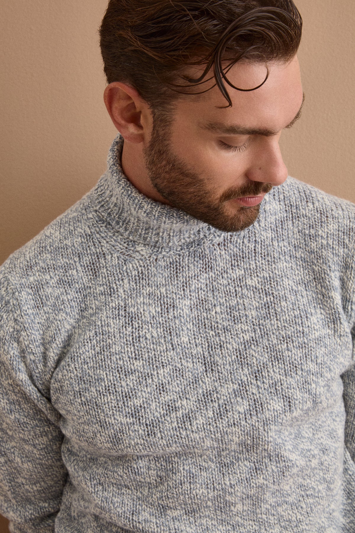 Maglione Dolcevita Malfilé in Lana Merino - AZZURRO