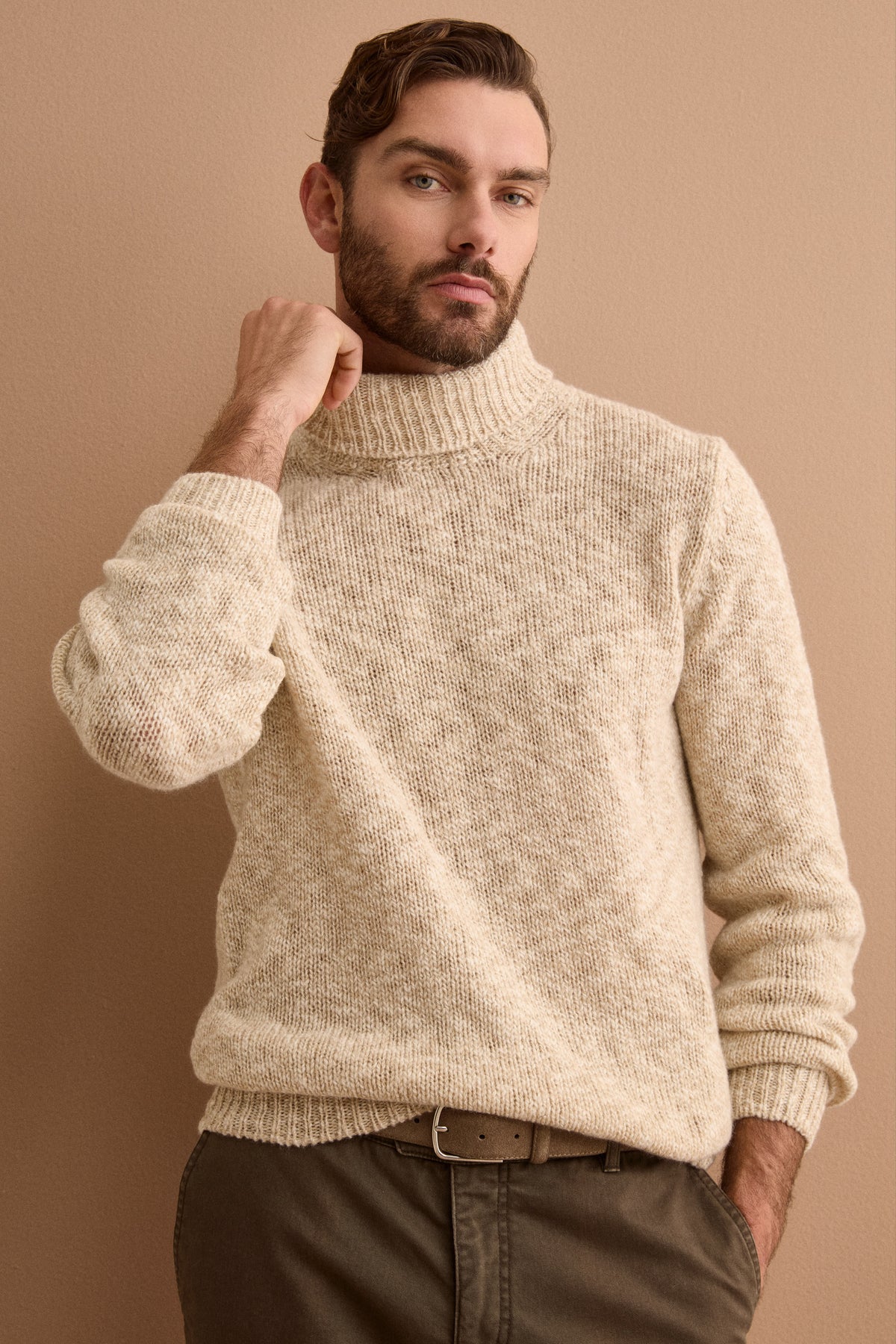 Maglione Dolcevita Malfilé in Lana Merino - BEIGE
