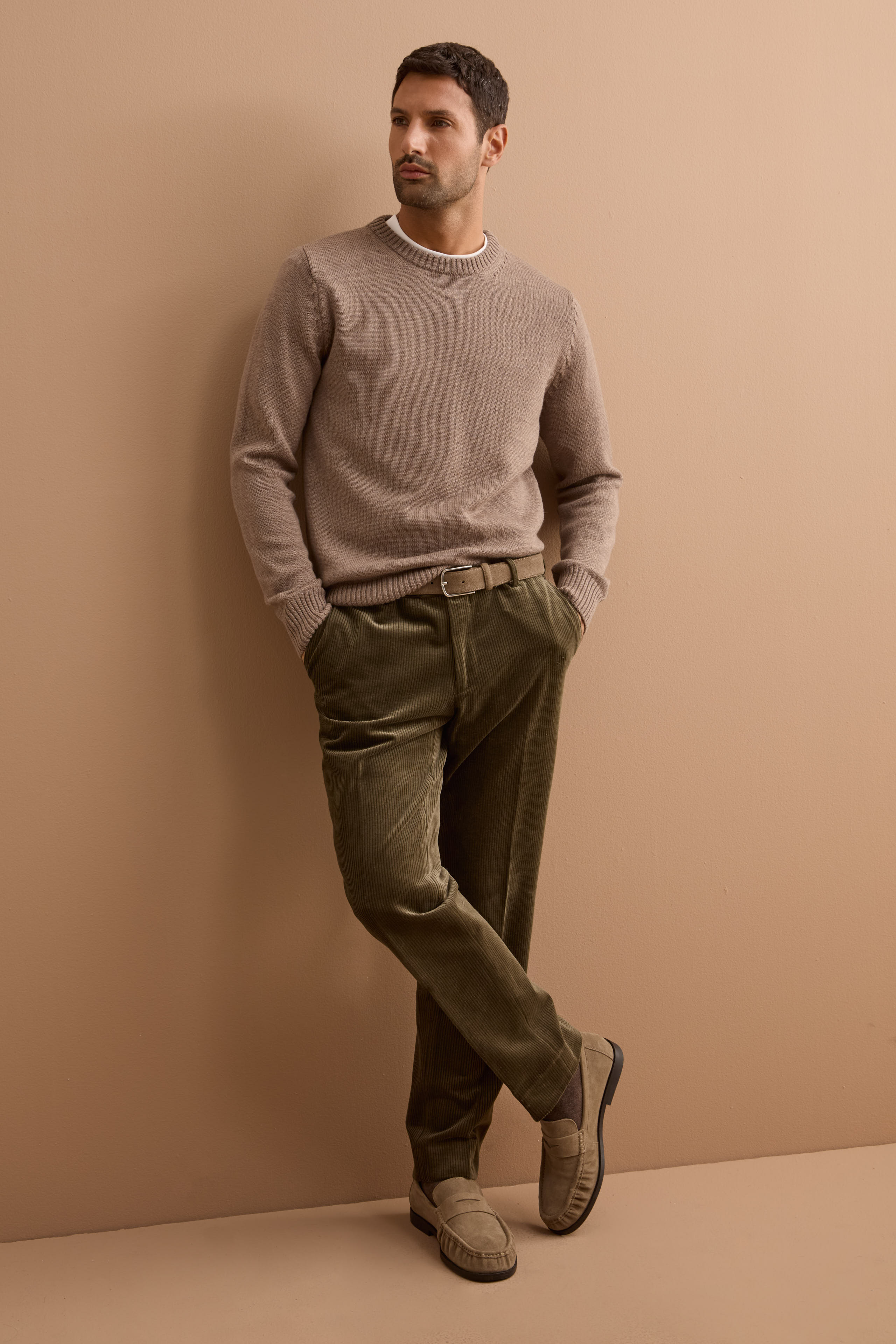 Pullover Girocollo in Pura Lana Merino - NOCCIOLA