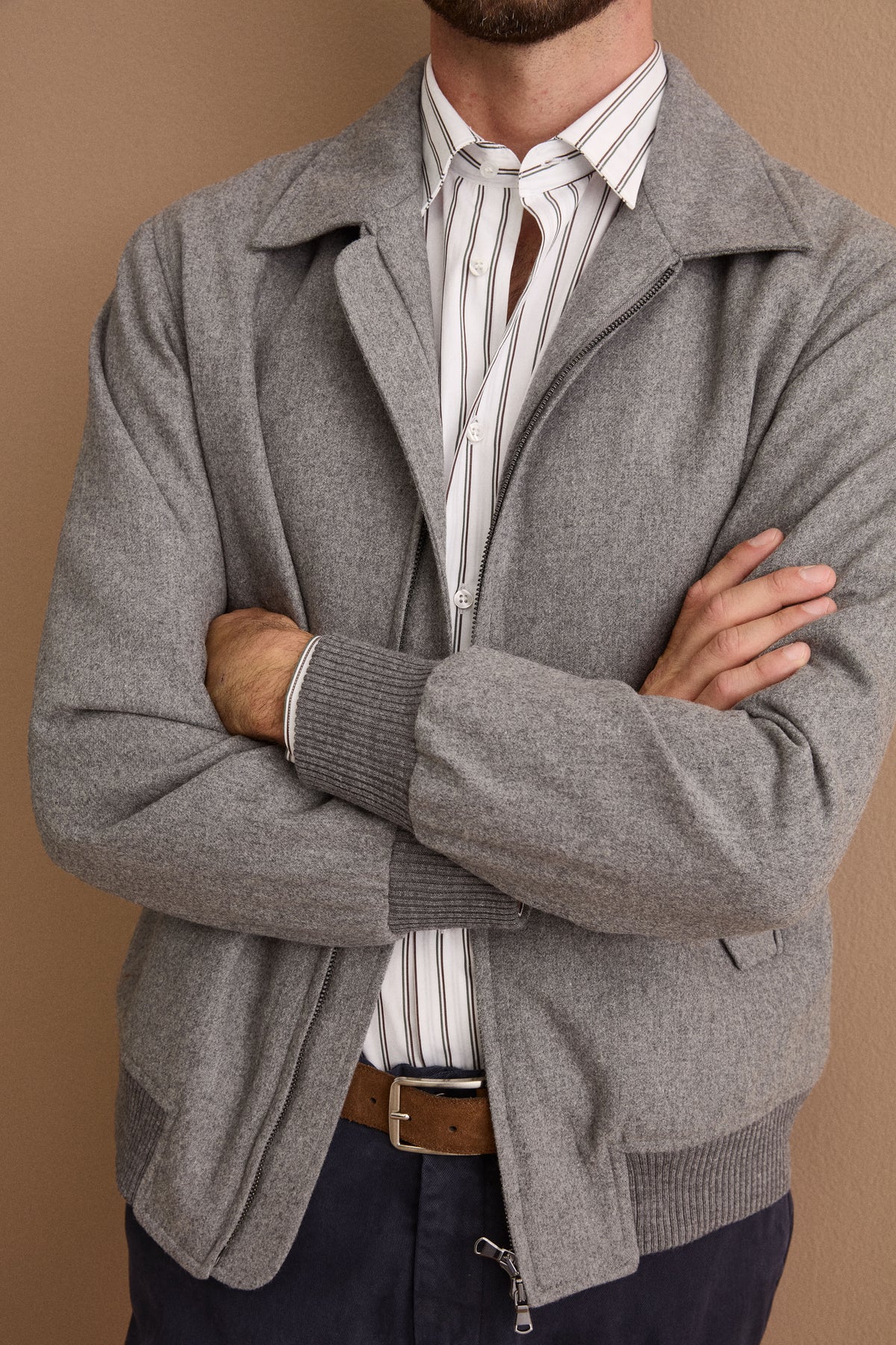 Giubbino Overshirt in Misto Lana con Trapunta - GRIGIO MELANGE