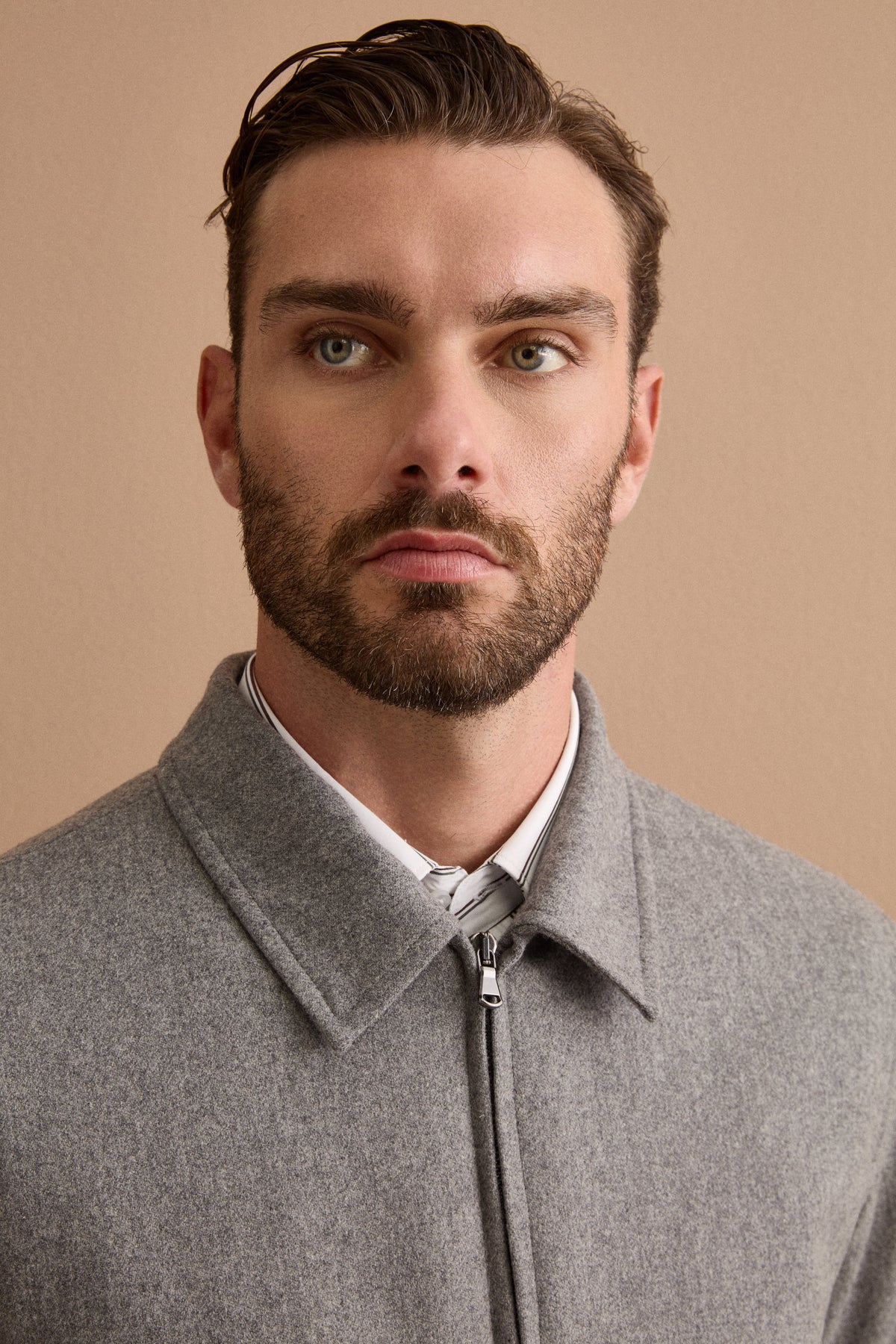 Giubbino Overshirt in Misto Lana con Trapunta - GRIGIO MELANGE