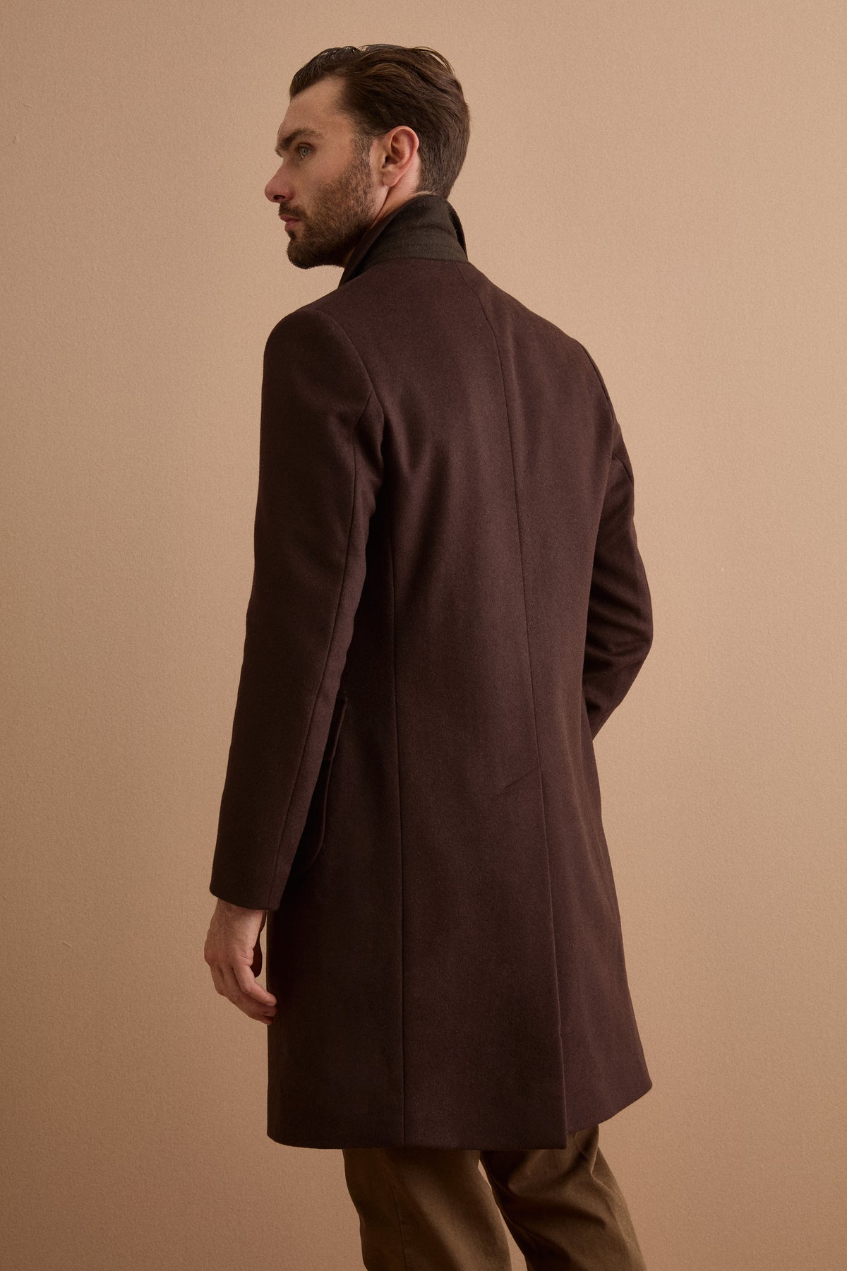 Cappotto Midi Doppiopetto in Misto Lana - MARRONE