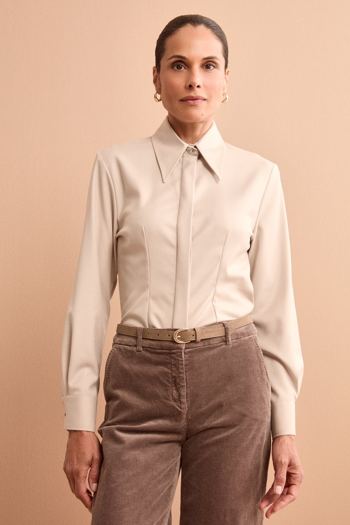 Camicia Sciancrata con Manica Lunga - SABBIA