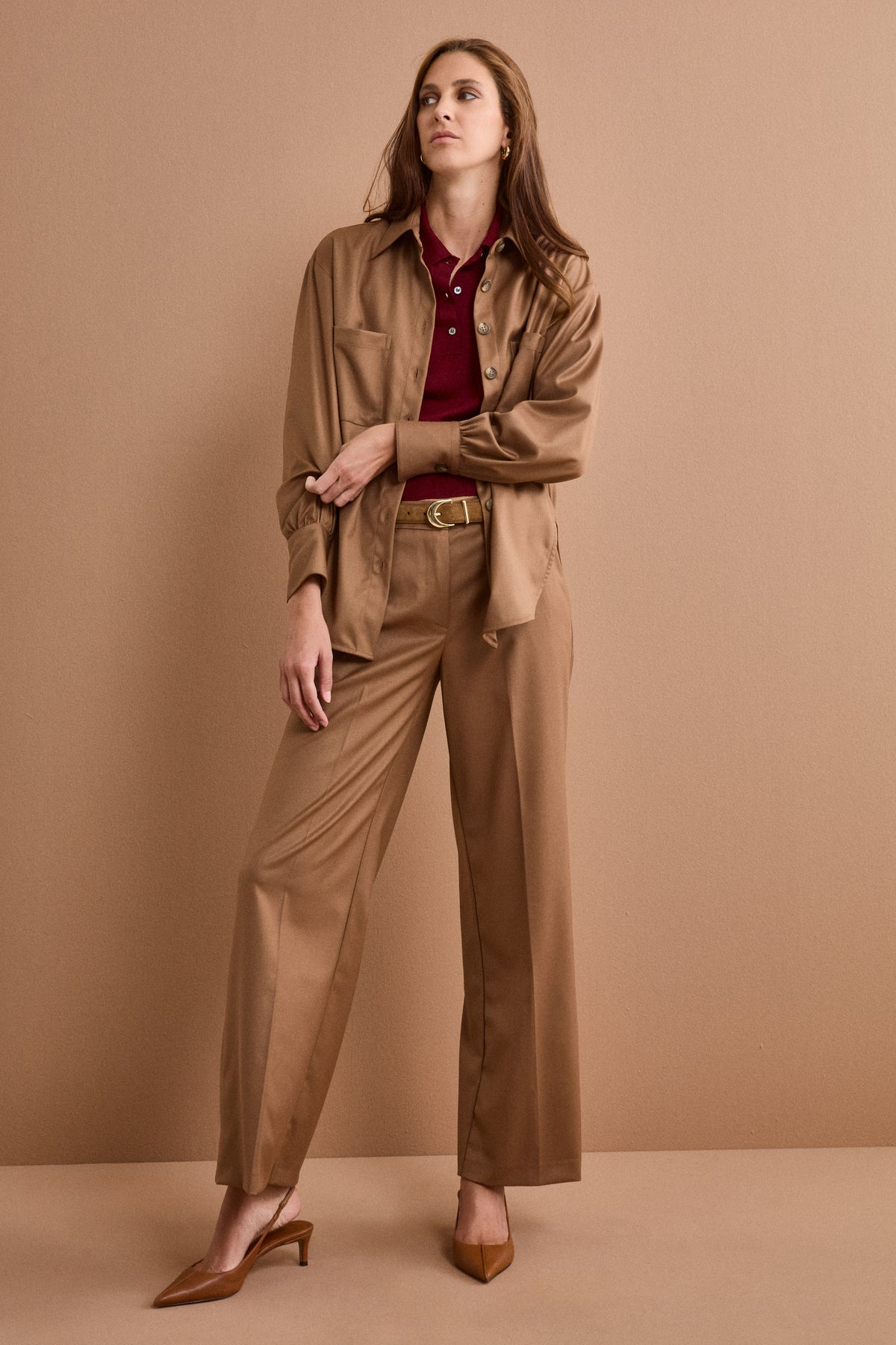 Pantalone a Palazzo con Tasche America - CAMMELLO