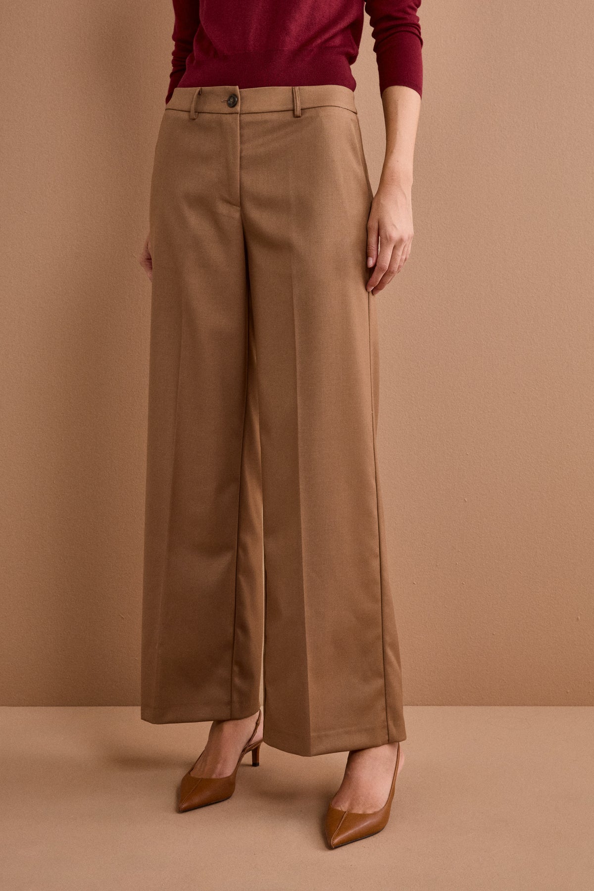Pantalone a Palazzo con Tasche America - CAMMELLO