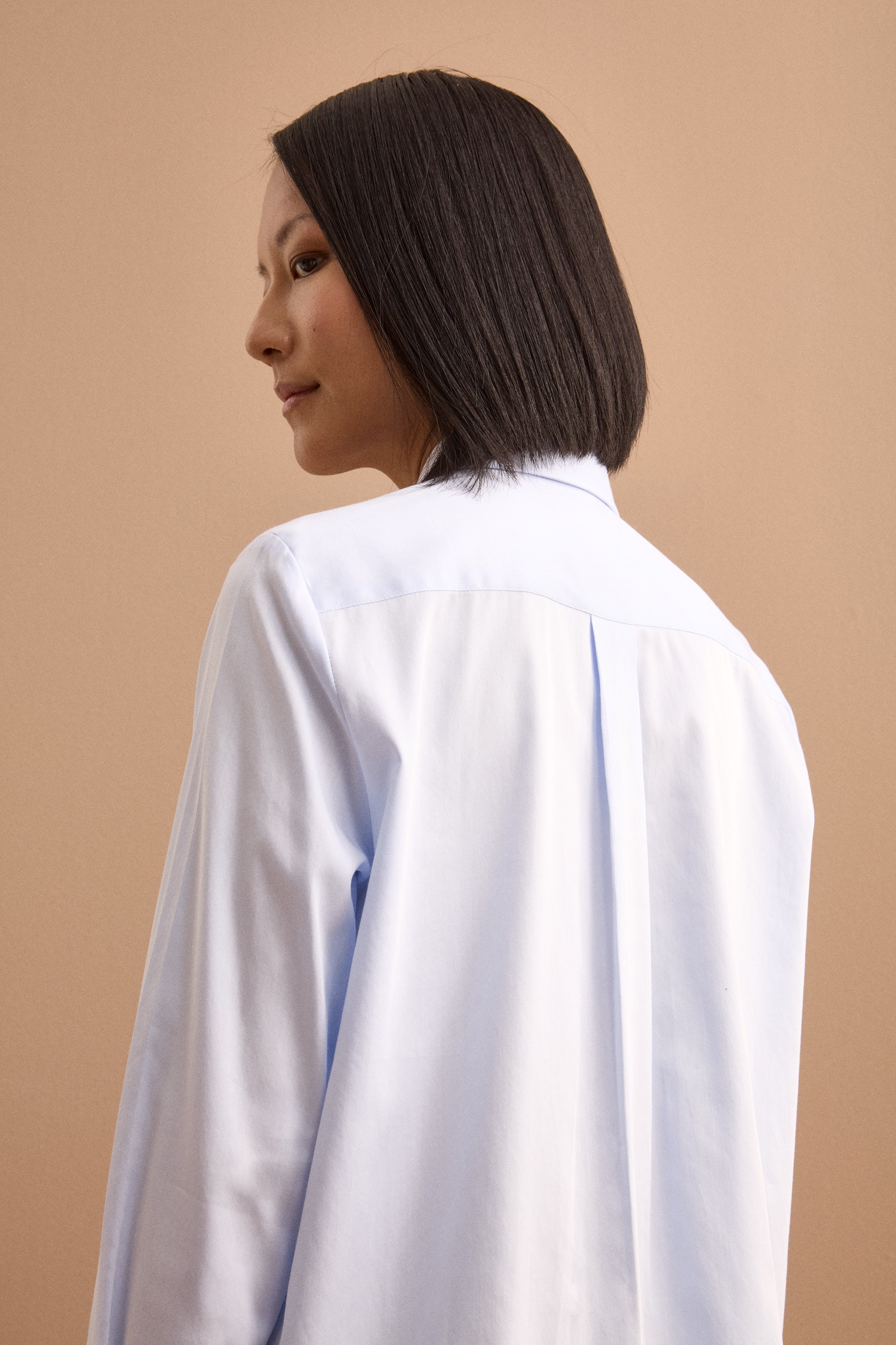 Camicia Over con Pinces in Cotone - AZZURRO