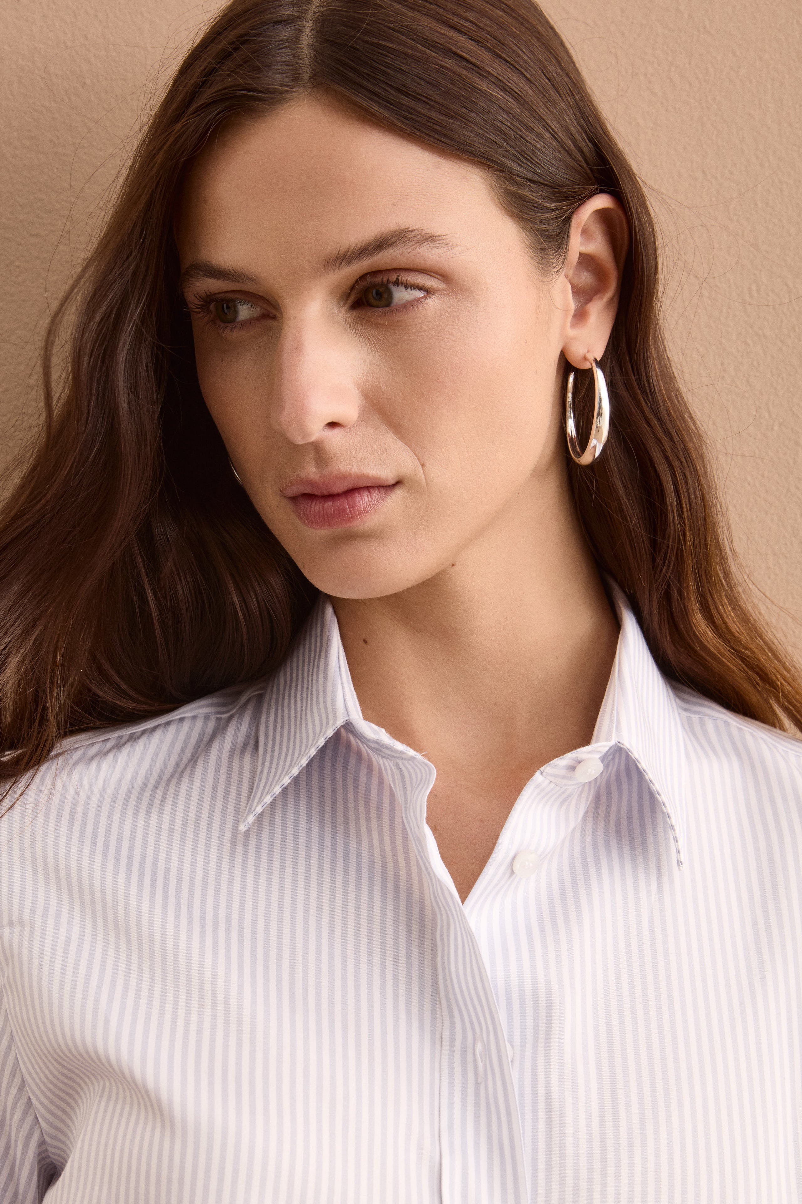 Camicia Boxy Manica Lunga in Cotone - GRIGIO RIGATO