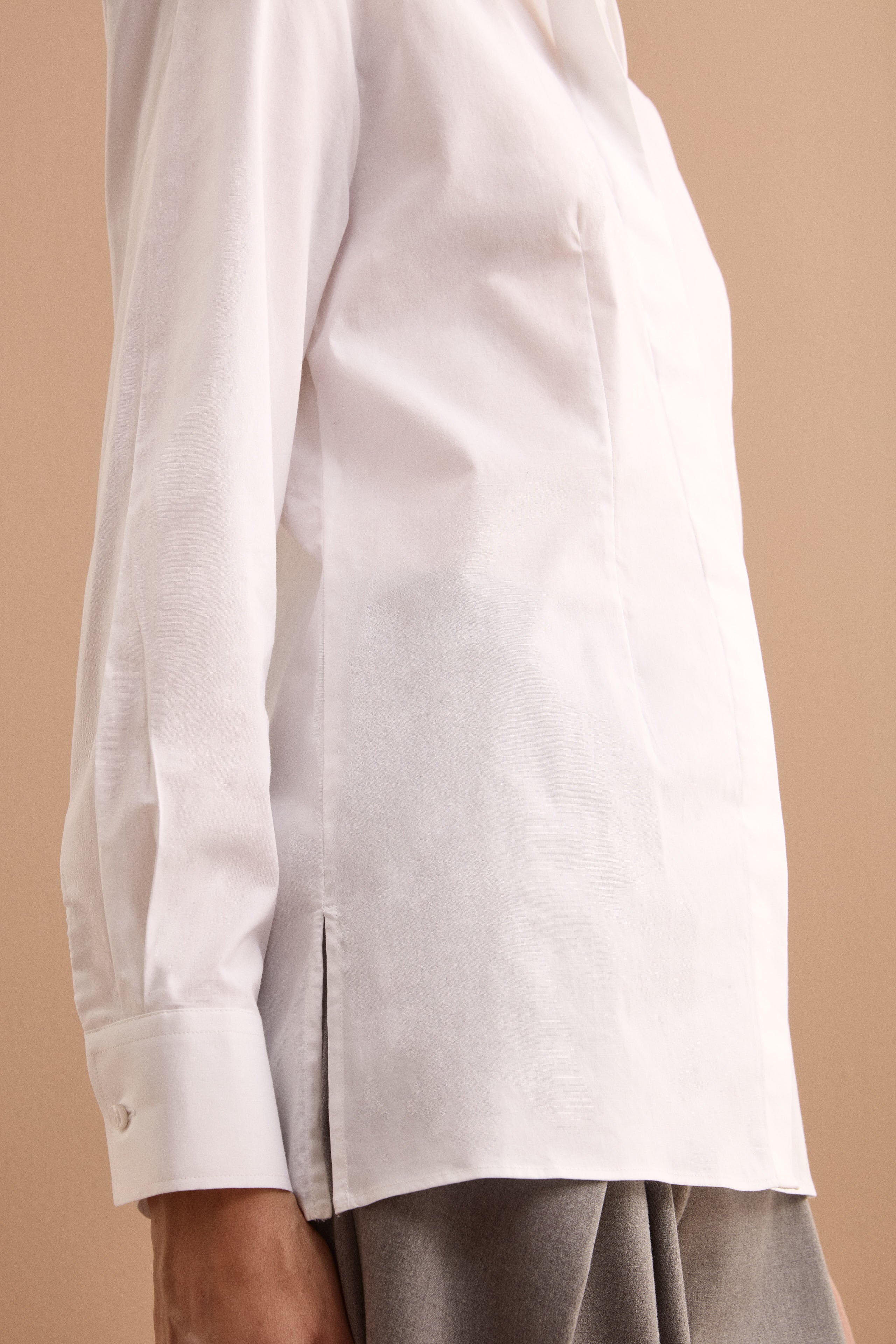 Camicia Sancrata con Manica Lunga in Cotone - BIANCO