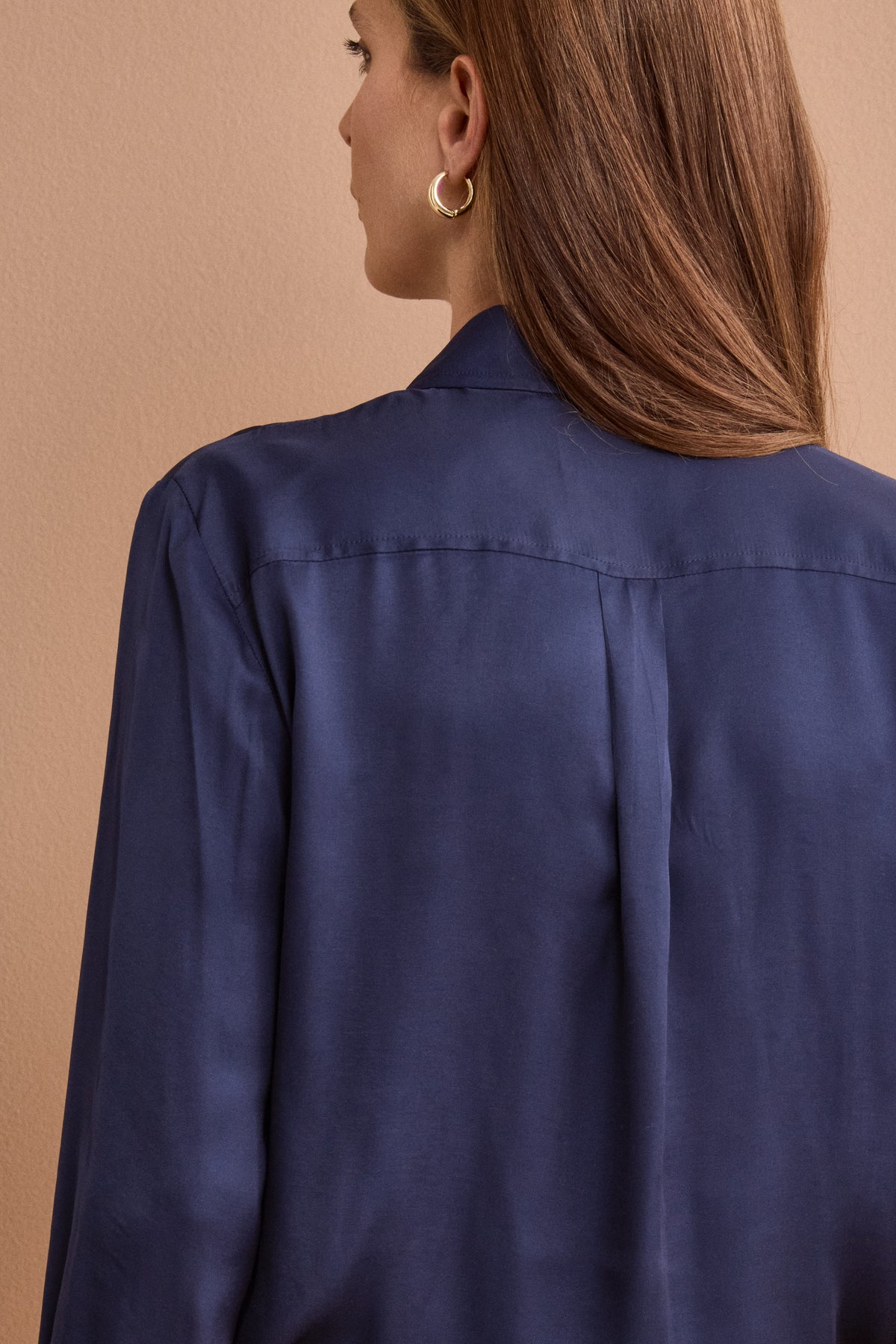Camicia Over in Raso con Tasche - BLU