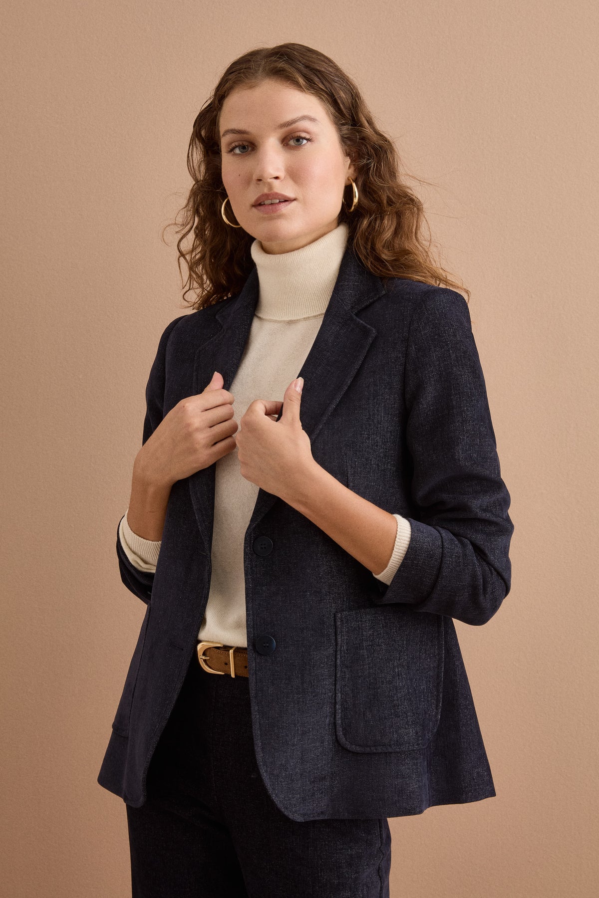 Giacca Fantasia Denim in Velluto - BLU