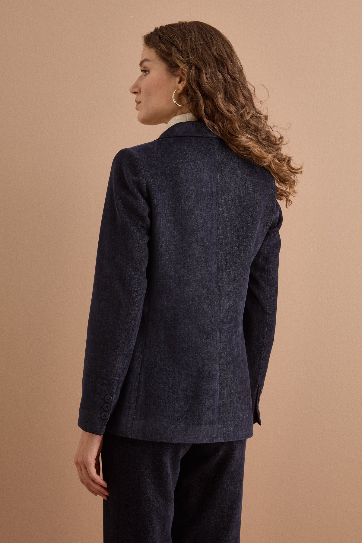 Giacca Fantasia Denim in Velluto - BLU