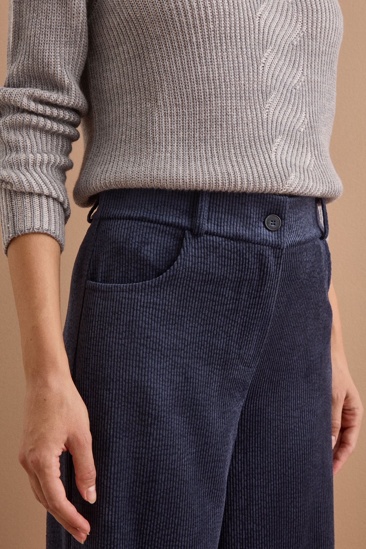 Pantalone Morbido in Velluto a Coste - BLU