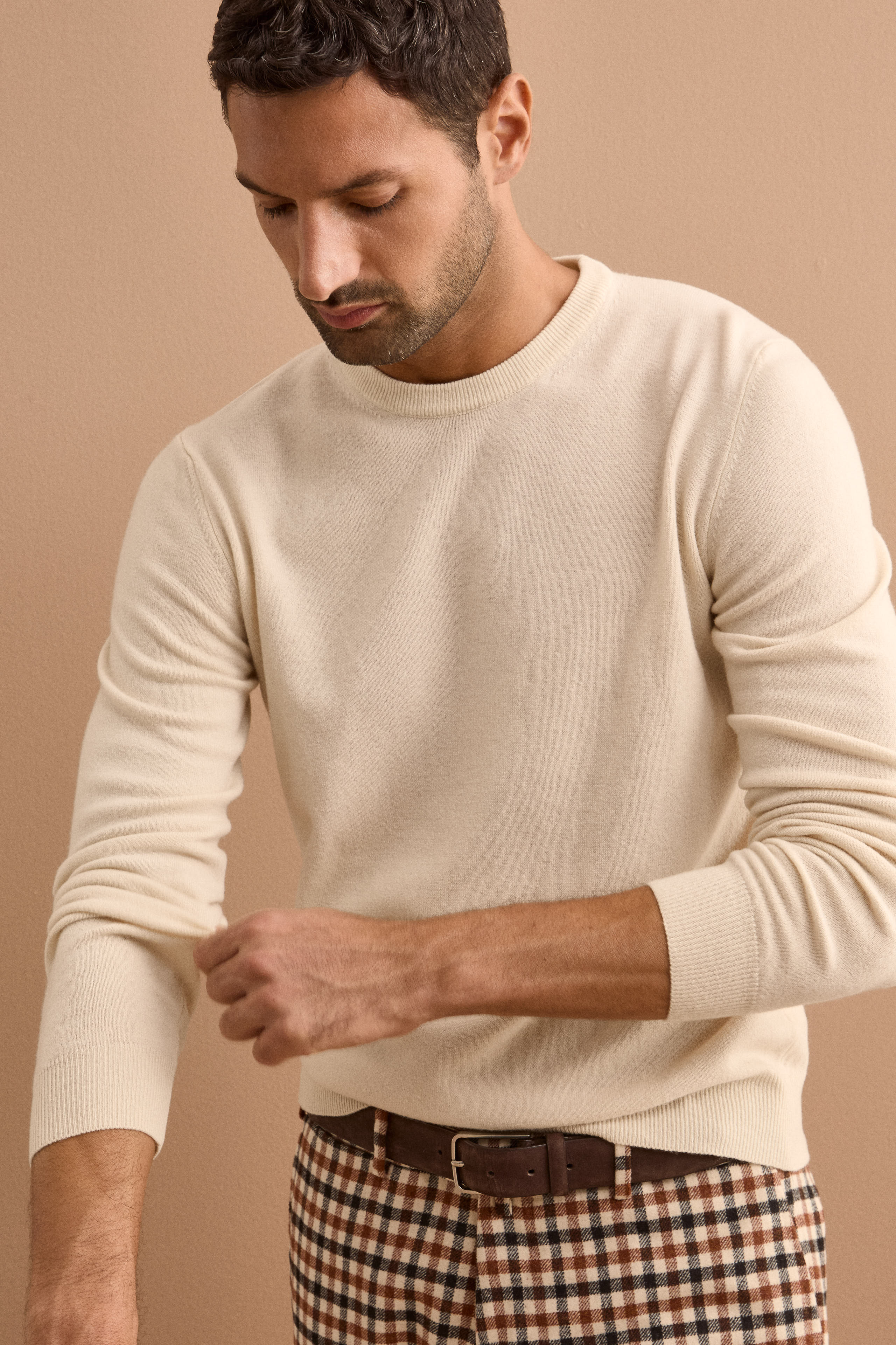 Maglia Girocollo in Pura Lana Merino - NATURALE
