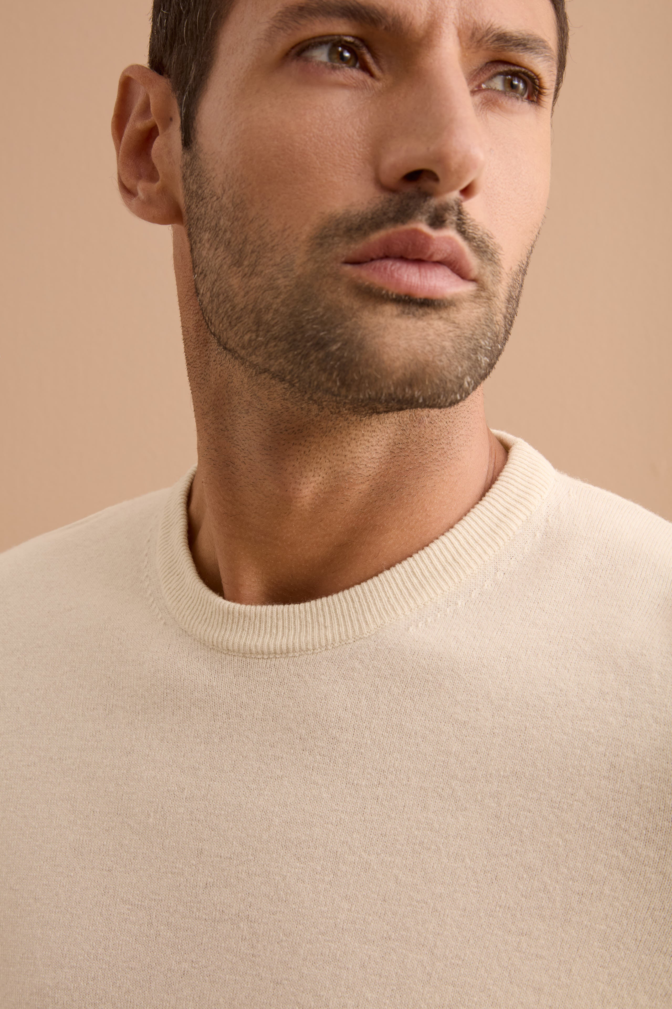 Maglia Girocollo in Pura Lana Merino - NATURALE