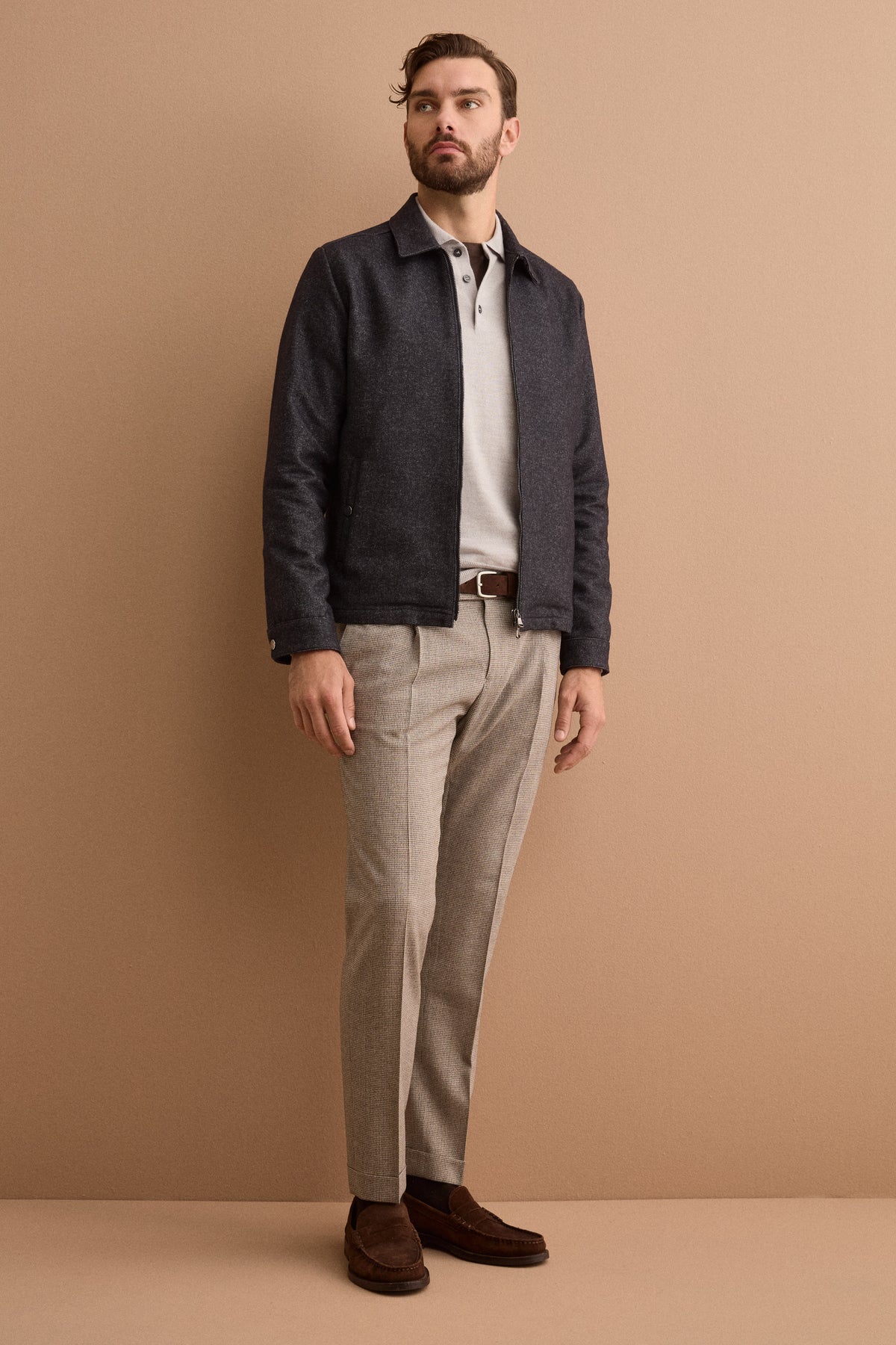 Pantalone Regular Fit in Pura Lana Vergine con Pinces e Risvolto - P/POULE BEIGE
