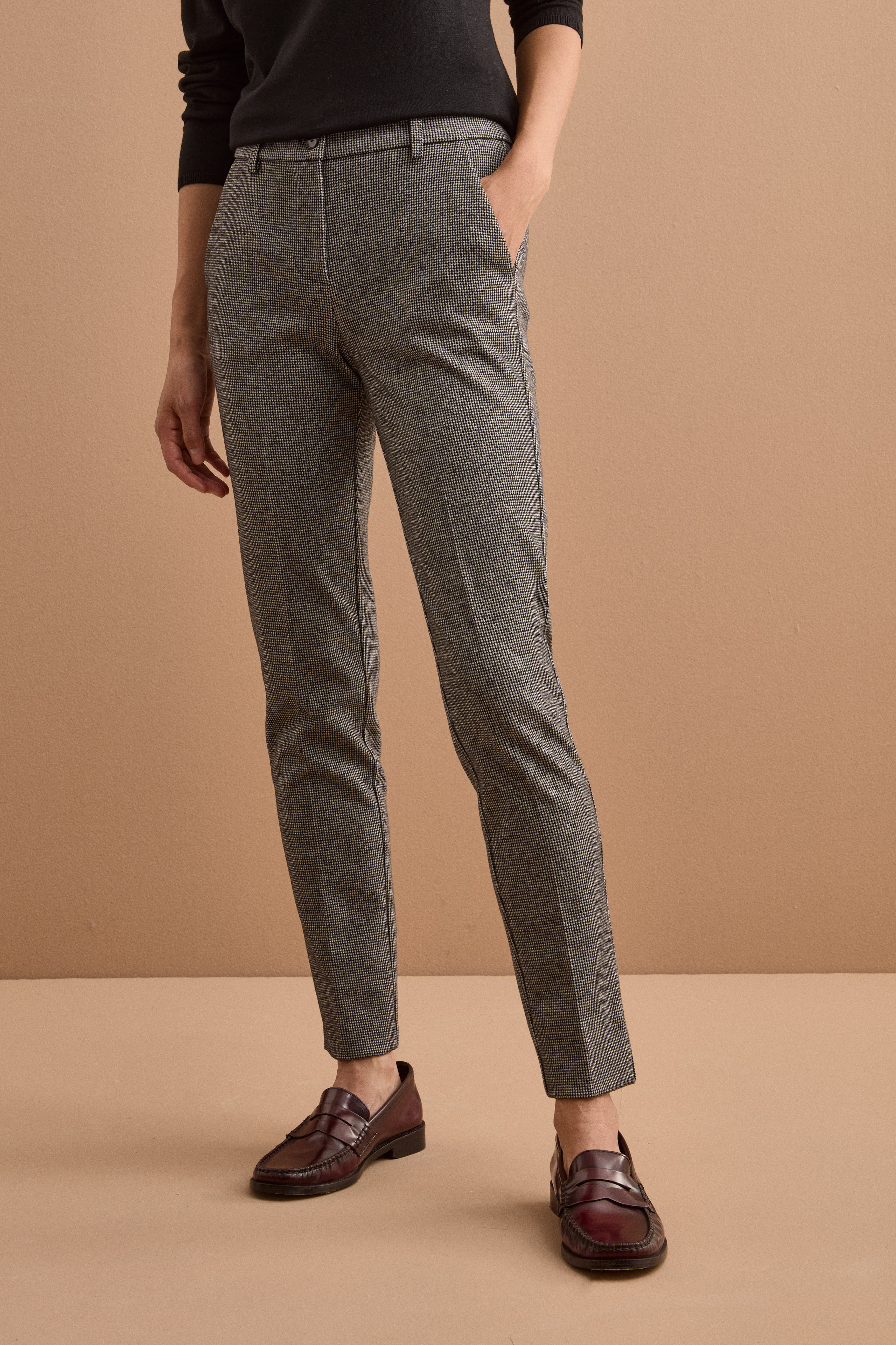 Pantalone Chino Regular Fit in Punto Milano - P/POULE NERO