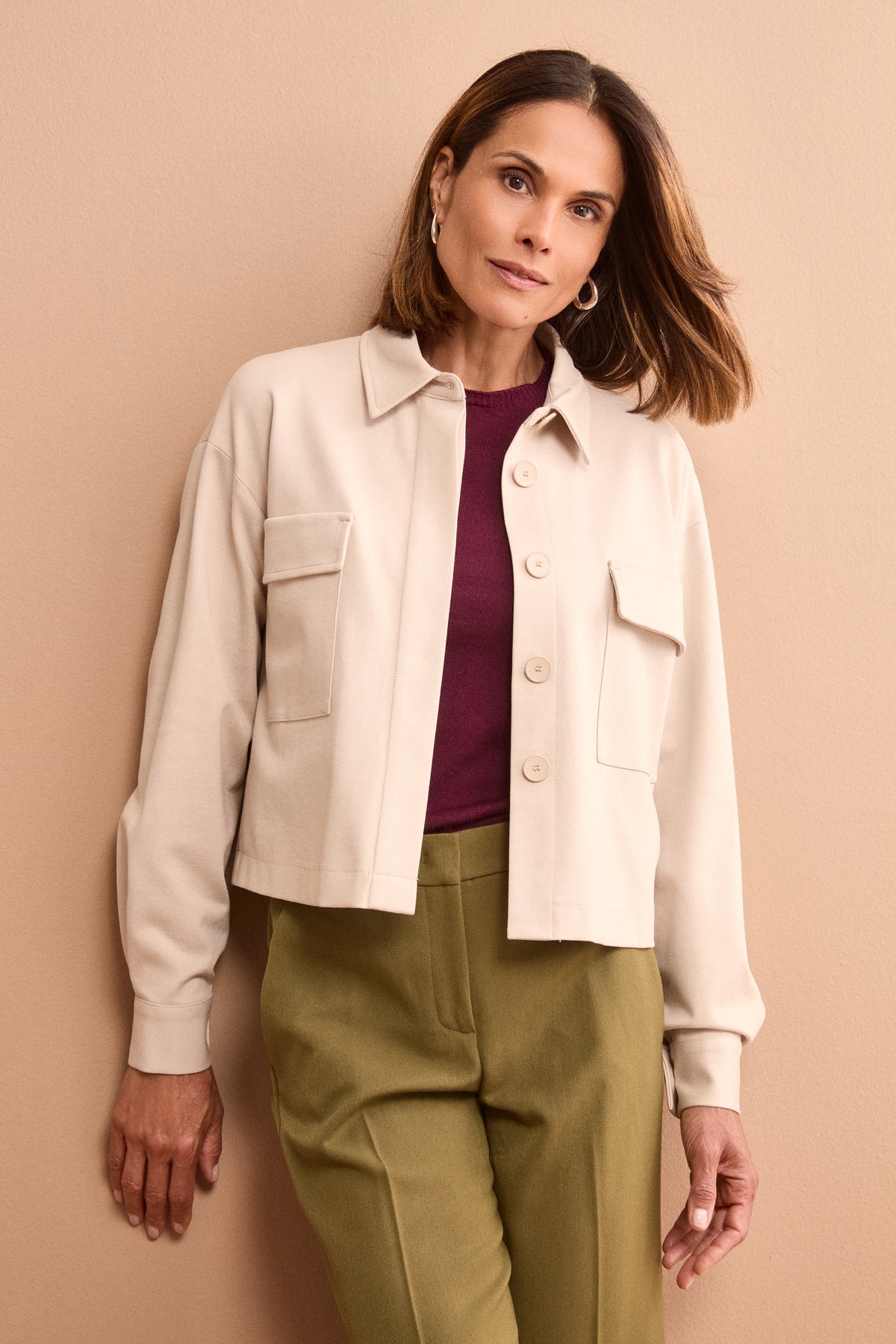 Giacca Overshirt Sfoderata Regular Fit - SABBIA