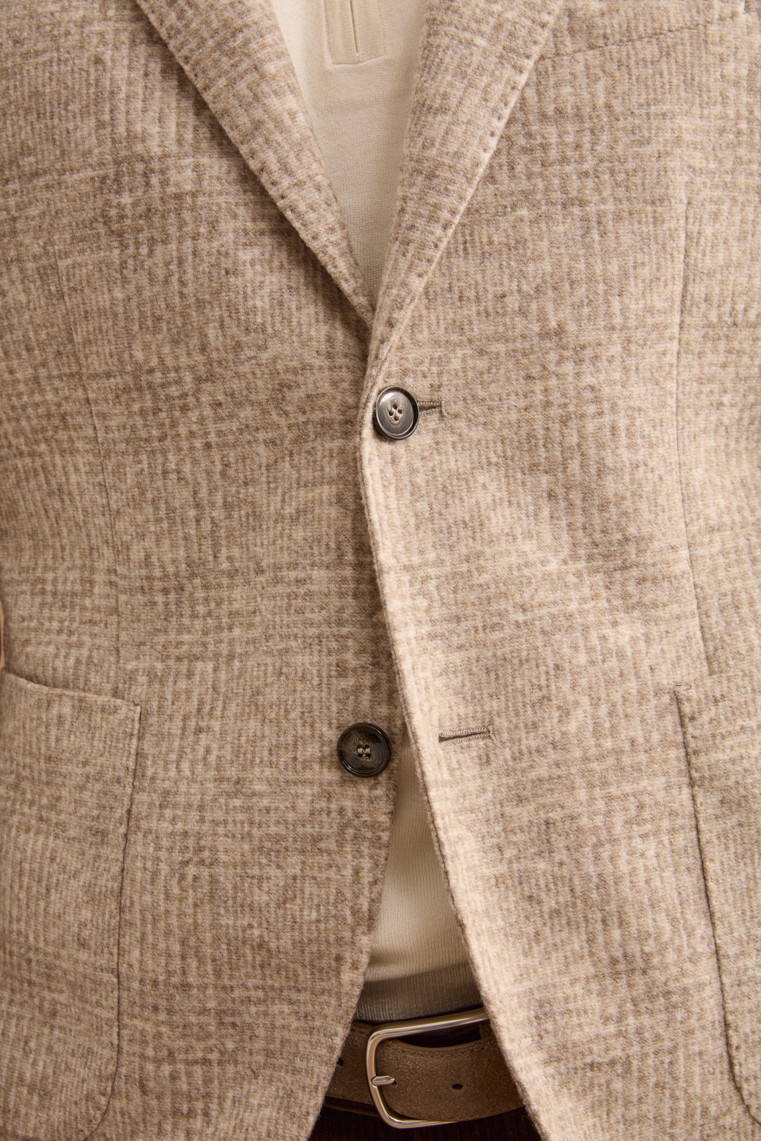 Giacca Check Monopetto in Misto Lana - BEIGE QUADRI