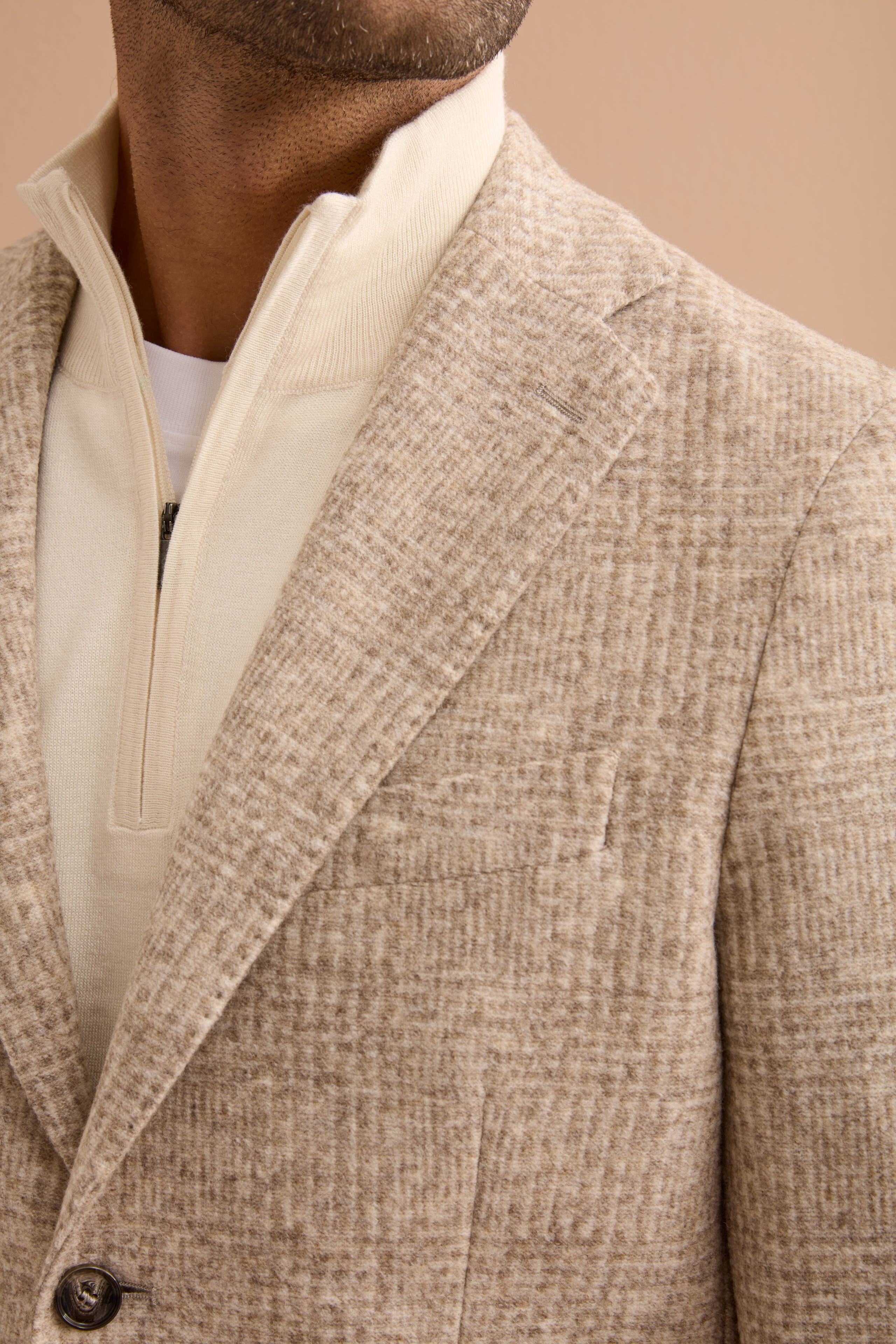 Giacca Check Monopetto in Misto Lana - BEIGE QUADRI