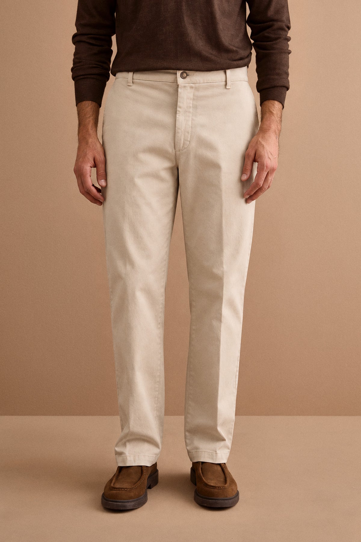 Pantalone Straight Fit in Cotone - SABBIA