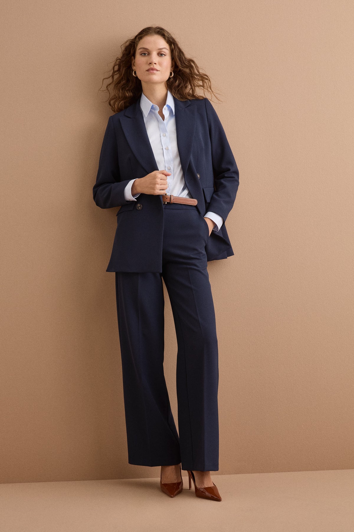 Pantalone a Gamba Larga in Tessuto Crêpe - BLU