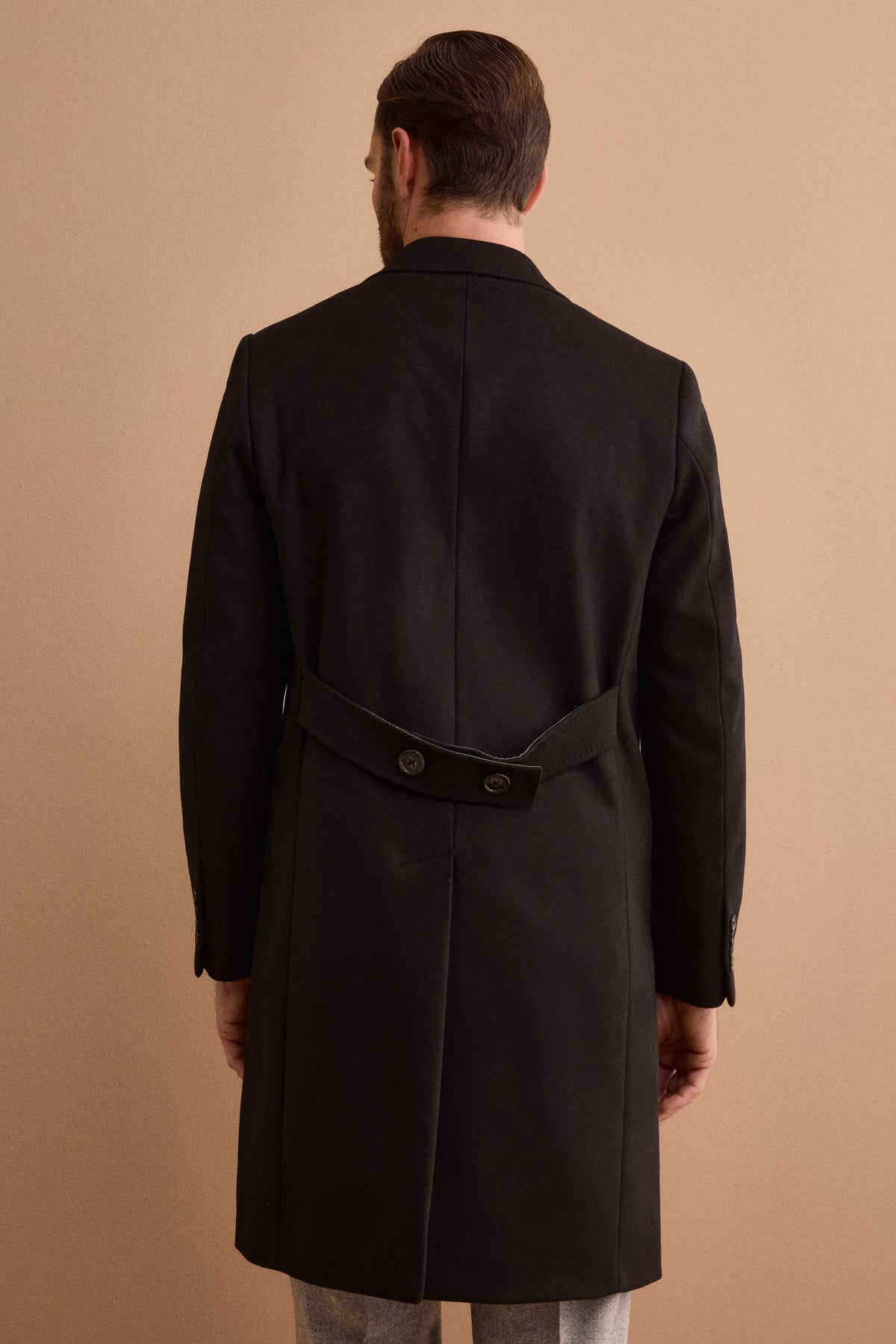 Cappotto Midi Monopetto in Lana e Cashmere - NERO
