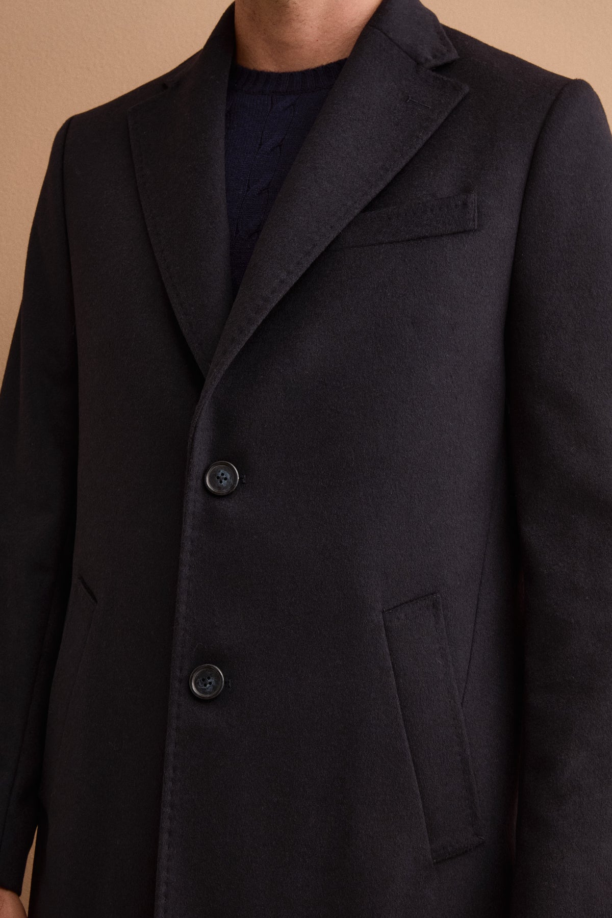 Cappotto Midi Monopetto in Lana e Cashmere - BLU