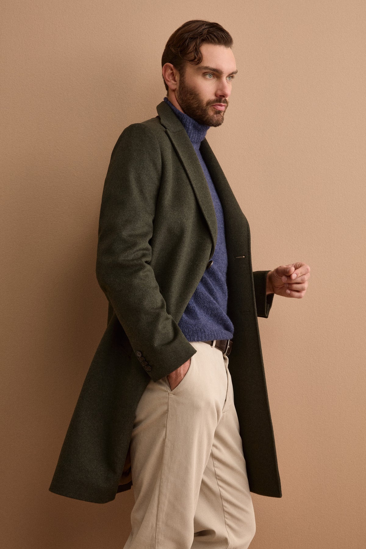 Cappotto Midi Monopetto in Lana e Cashmere - VERDE