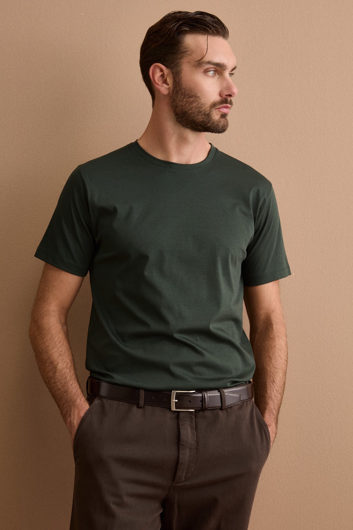 T-Shirt Girocollo in Puro Cotone - VERDE