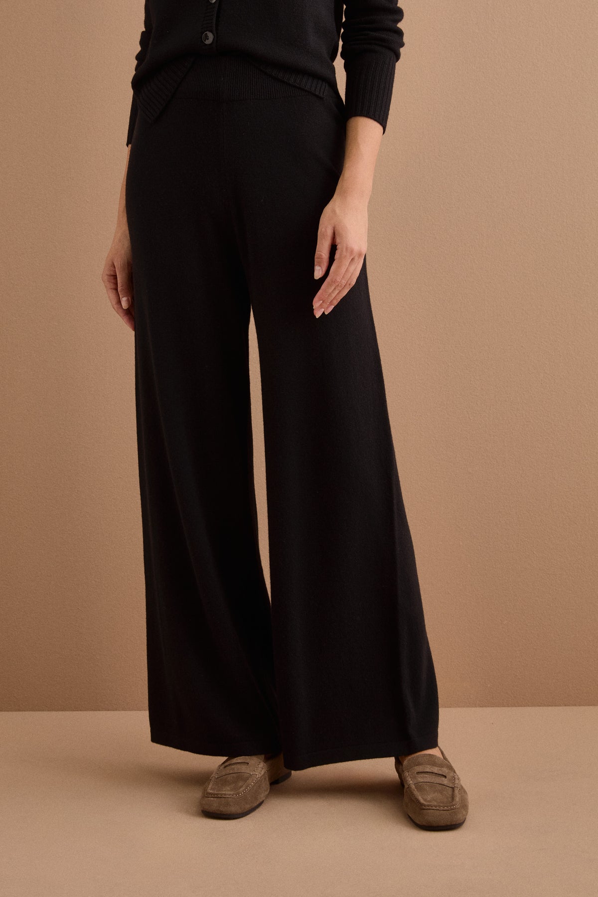 Pantalone Lana e Cashmere in Maglia - NERO